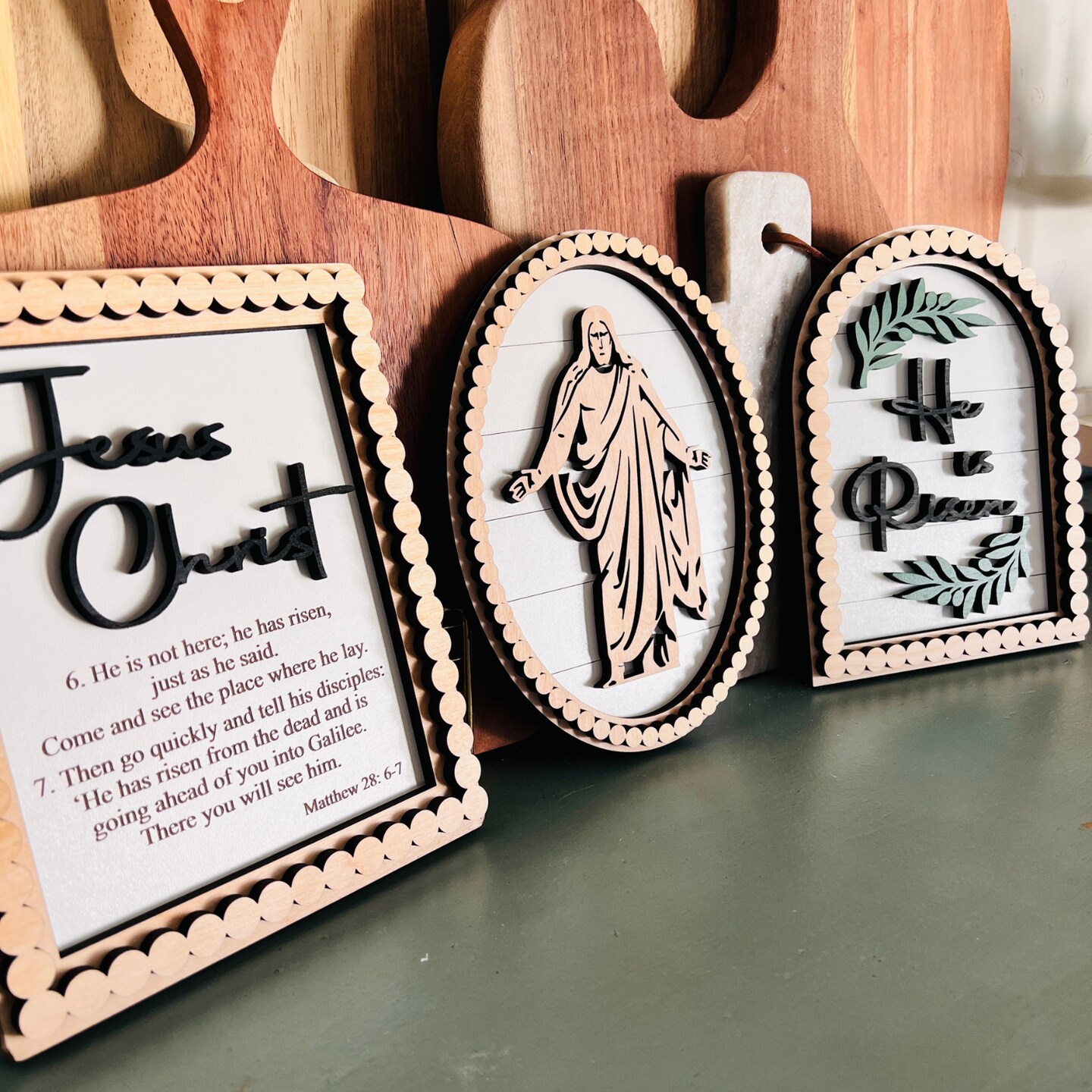 Christ Sign Set | Laser Cut Birch Set | Resurrection Decor