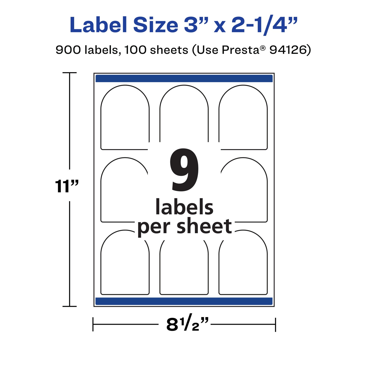 Avery Glossy White Arched Labels with Sure Feed, 3&#x22; x 2-1/4&#x22;