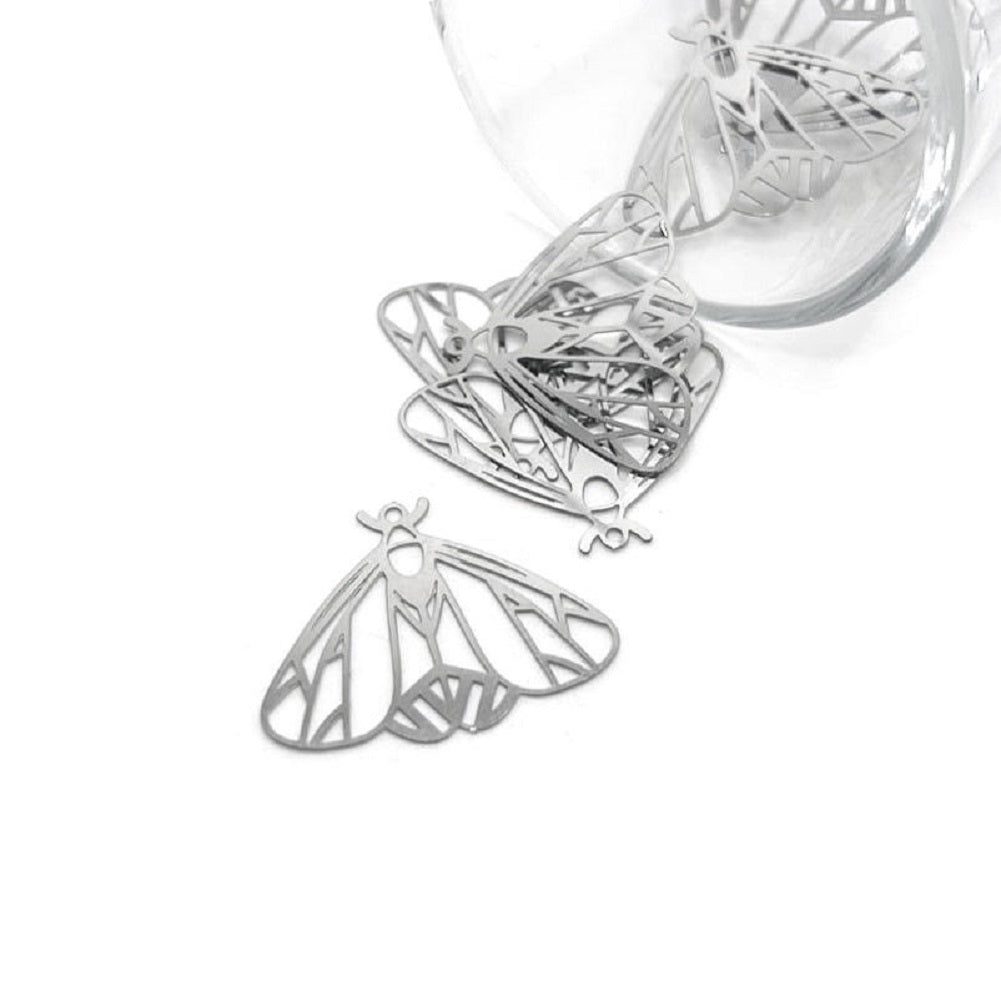 1, 4 or 20 Pieces: Stainless Steel Moth Charms