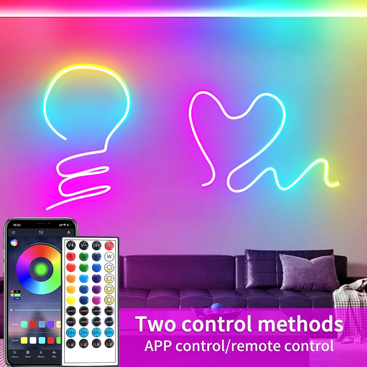 LED neon Lights Strip 66ft,DC 24V RGB LED neon Light Strip APP Remote Controls Control Waterproof Flexible Neon LED Rope Lights for Bedroom,Playroom,Outdoors Decor