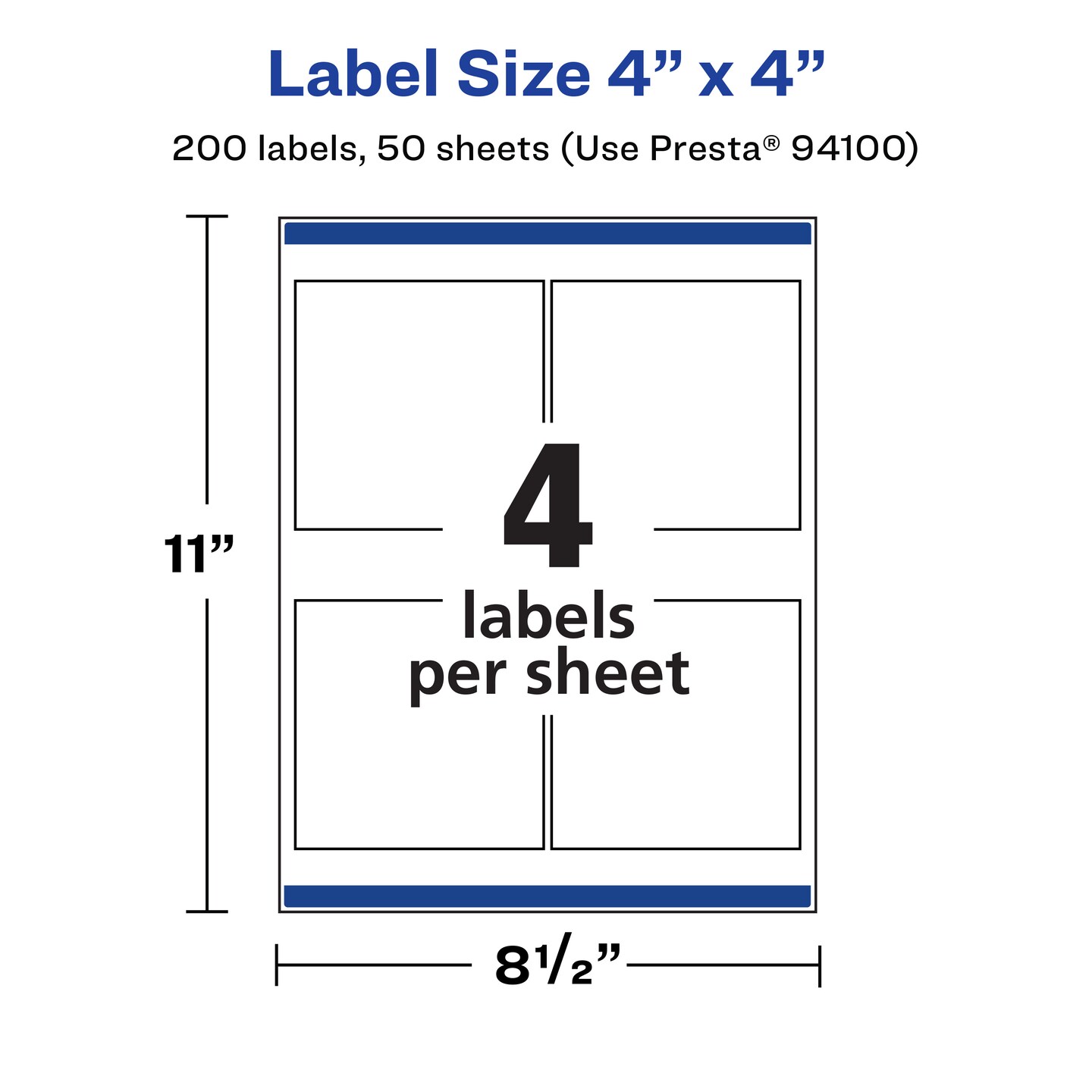 Avery Matte White Square Labels, 4&#x22; x 4&#x22;