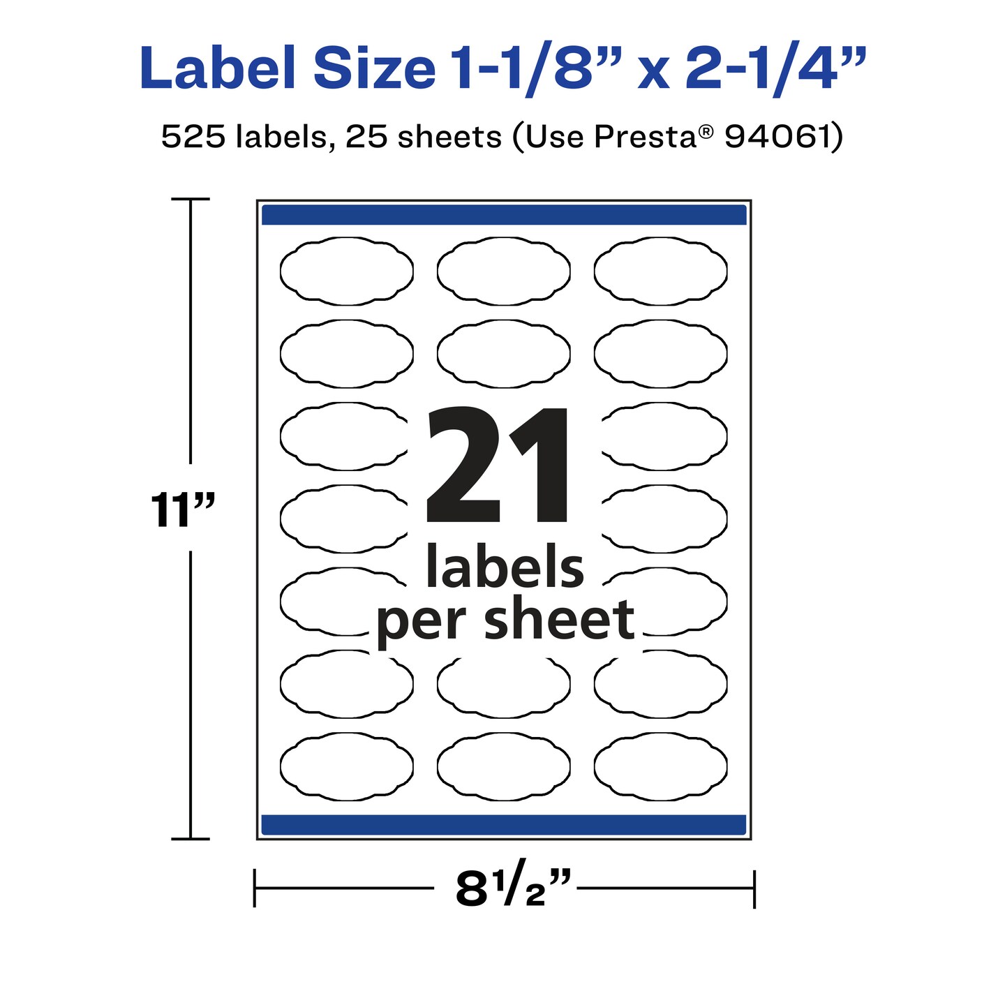 Avery Glossy Clear Oval Scalloped Labels with Sure Feed, 1-1/8&#x22; x 2-1/4&#x22;