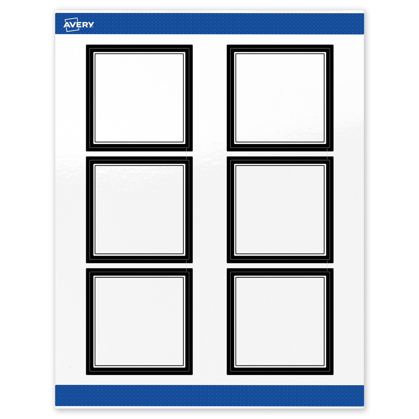 Avery Printable Square Labels, Double Black Border, 3&#x22; x 3&#x22;, Glossy White Square Labels, Permanent, Laser/Inkjet, 60ct, Great for Product Labels