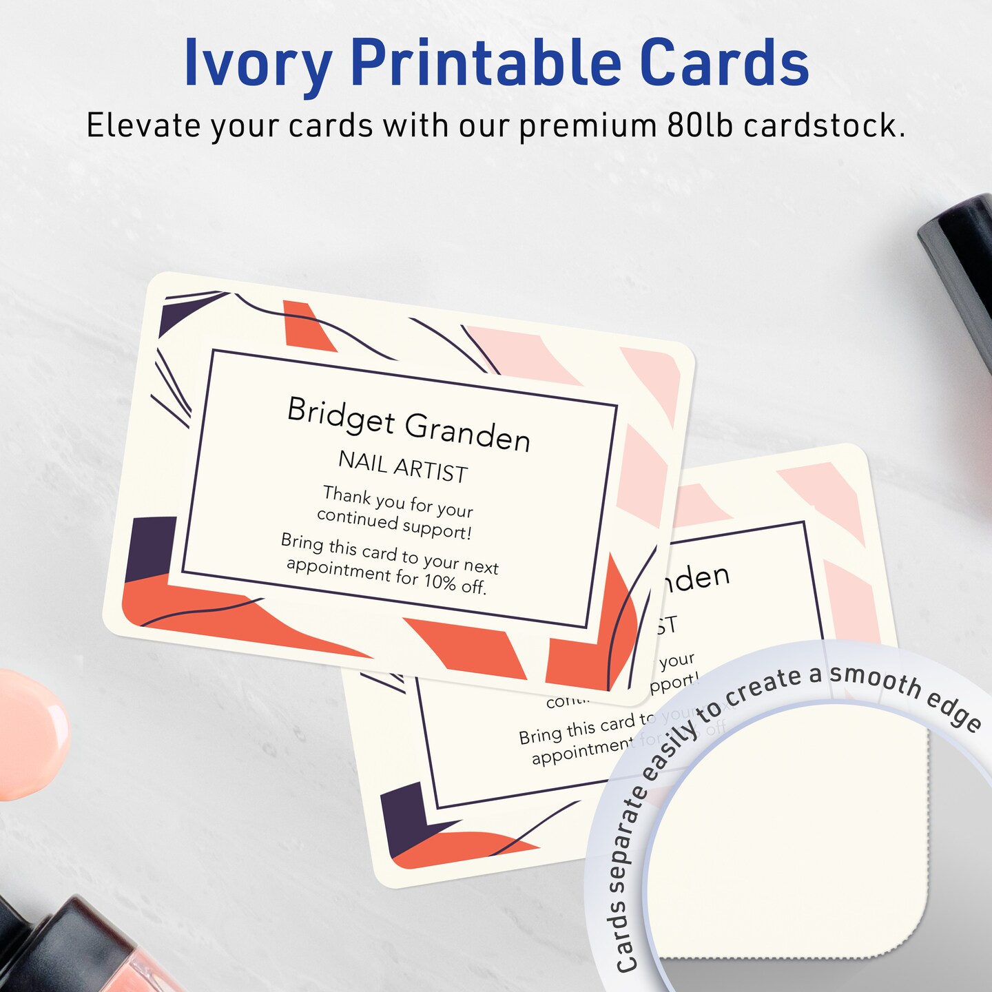 Avery Matte Ivory Index Cards, 3&#x22; x 5&#x22; Rectangle Rounded Corners