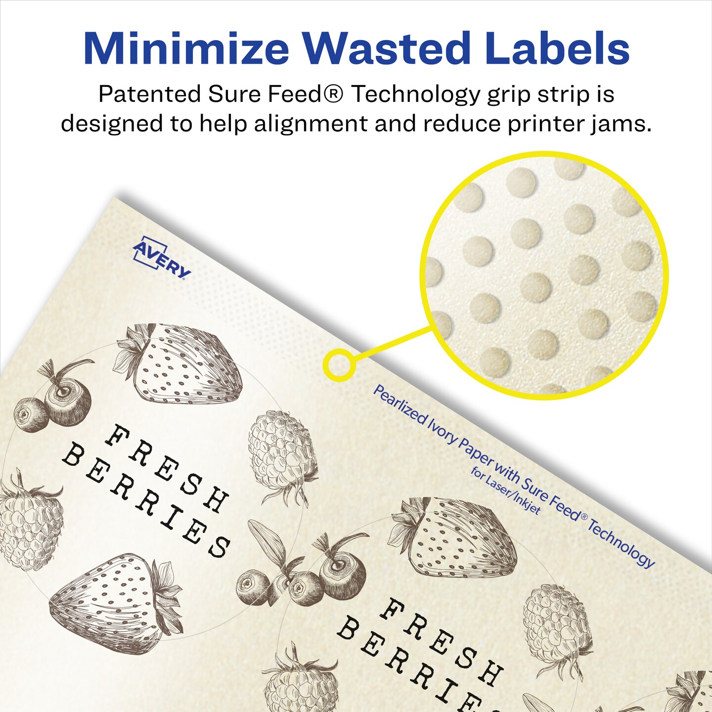 Avery Pearlized Ivory Round Labels with Sure Feed Technology, Print-to-the-Edge, 2.75&#x22; diameter