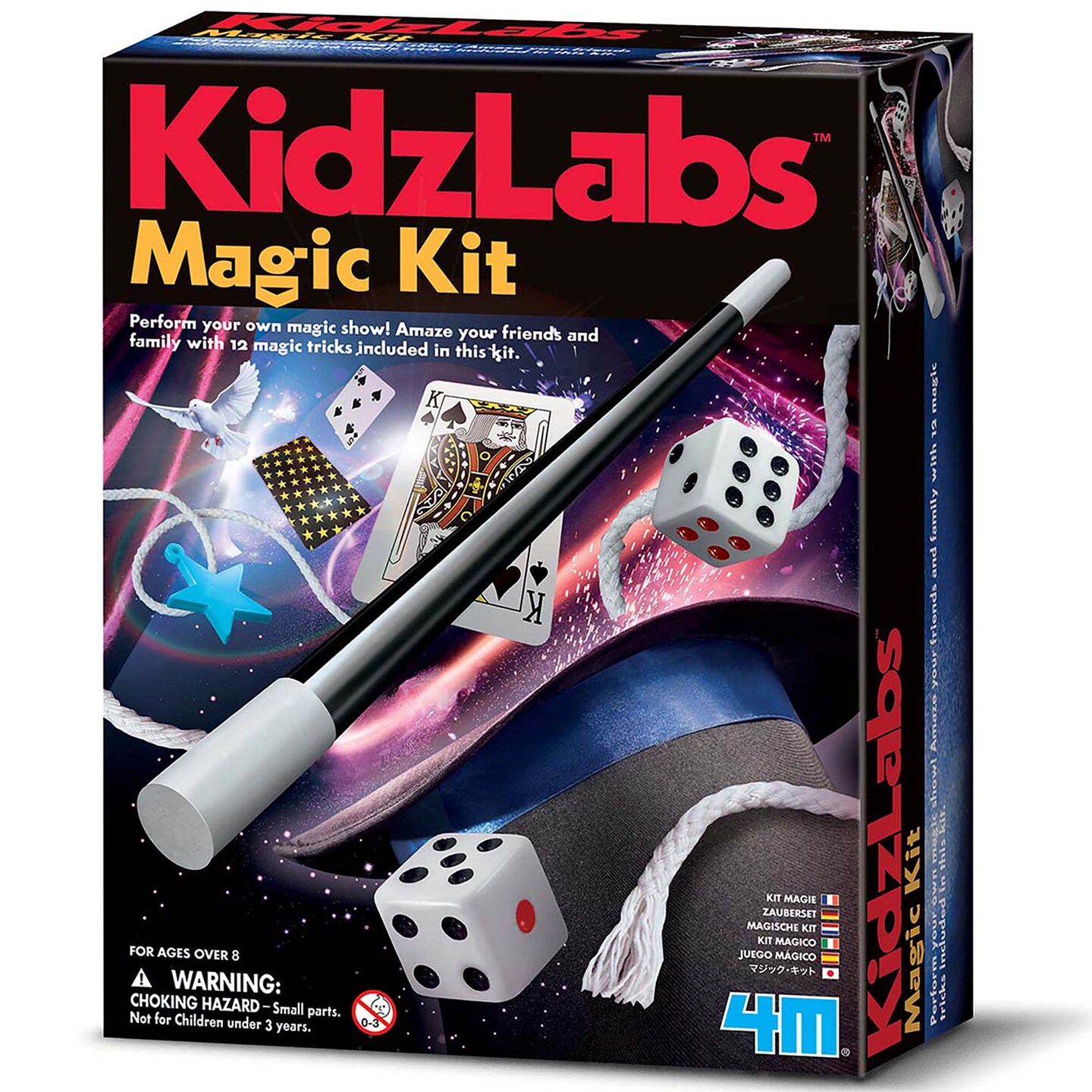 4M: KidzLabs: Magic Kit - Learn &#x26; Perform 12 Magic Tricks, Slight Of Hand Set, Step-By-Step Instruction Booklet, Wand &#x26; Accessories, Kids Ages 8+