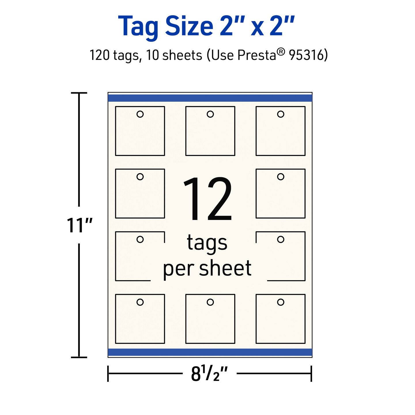 2&#x22; x 2&#x22; Square, Matte Ivory Printable Tags
