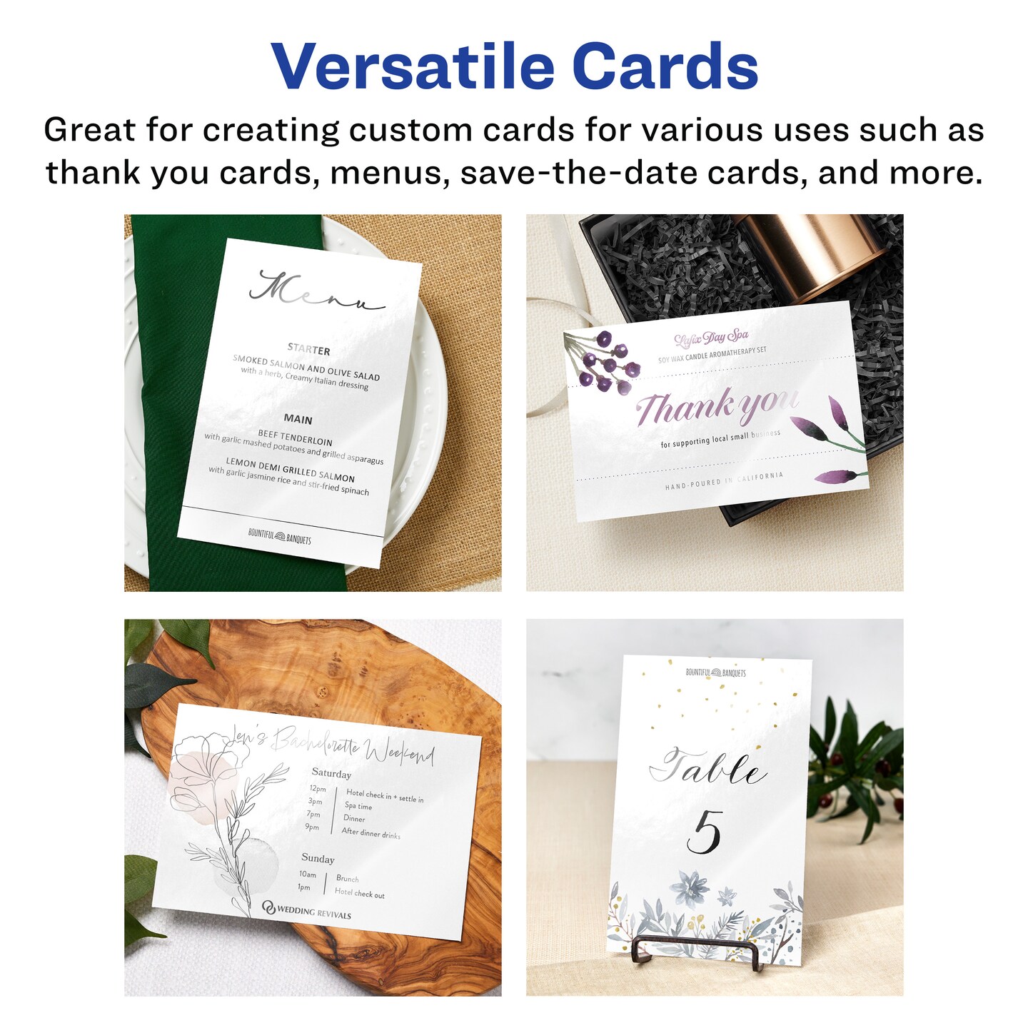 Avery 5-1/2&#x22; x 8-1/2&#x22; Rectangle, Glossy White Invitation Cards