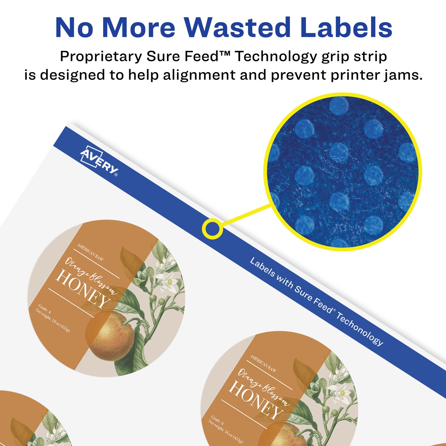 Avery Glossy White Round Labels with Sure Feed, 2.75&#x22; Diameter