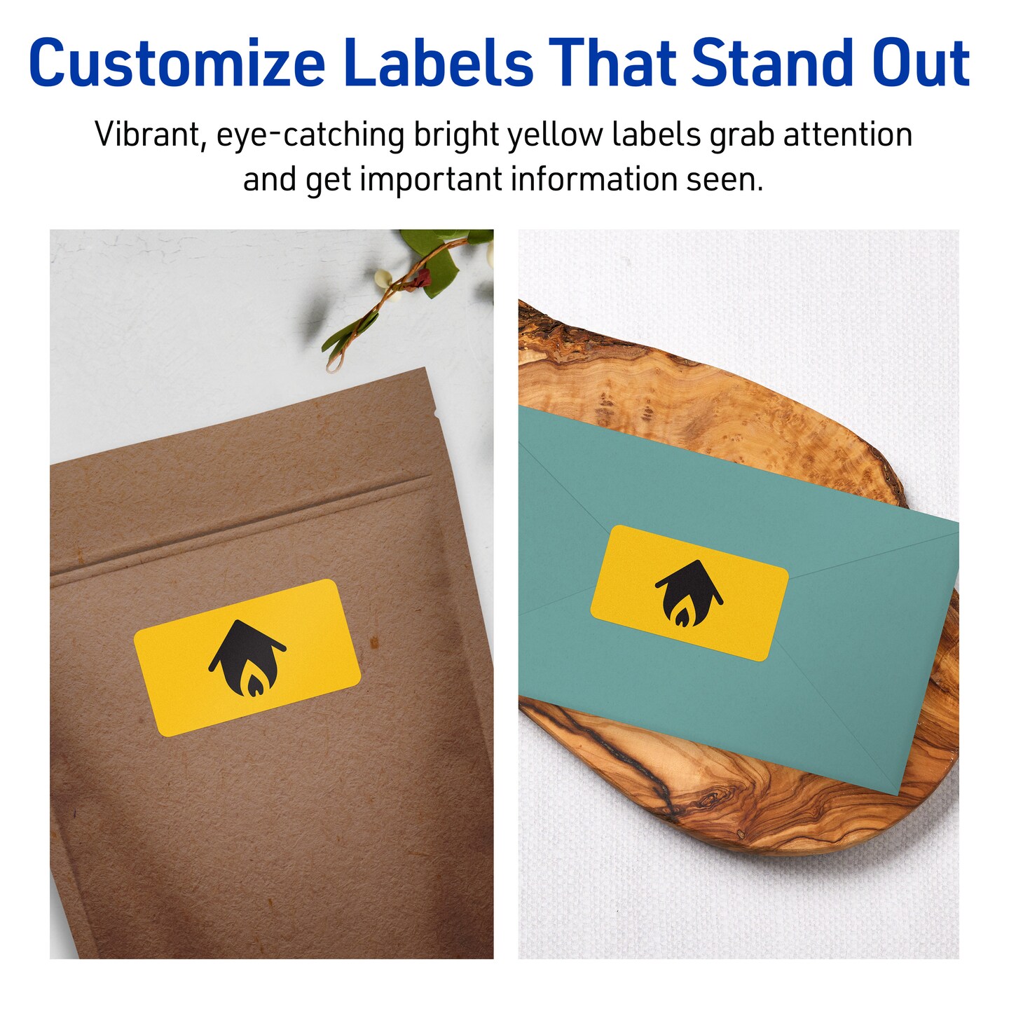 Avery Bright Yellow Paper Labels, 1&#x22; x 2&#x22; Rectangle