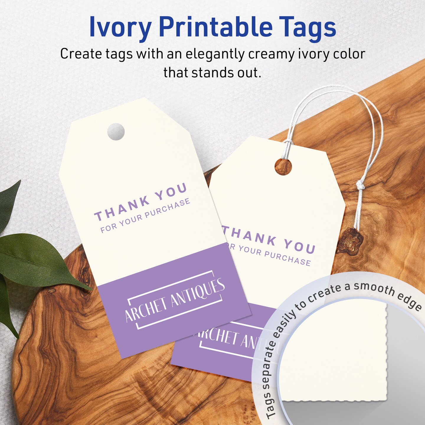 2&#x22; x 3-1/2&#x22; Rectangular Banner, Matte Ivory Printable Tags