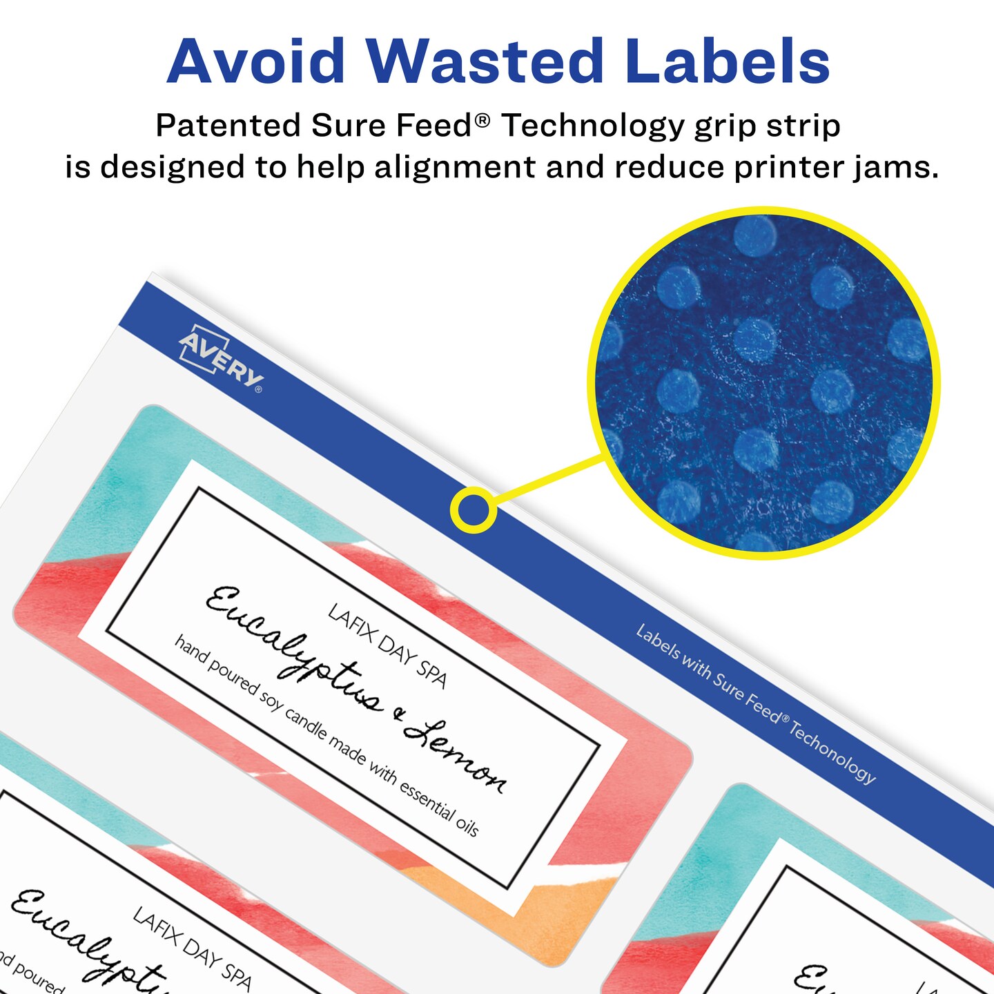 Avery Glossy Clear Rectangle Labels with Sure Feed, 2-1/3&#x22; x 3-3/8&#x22;