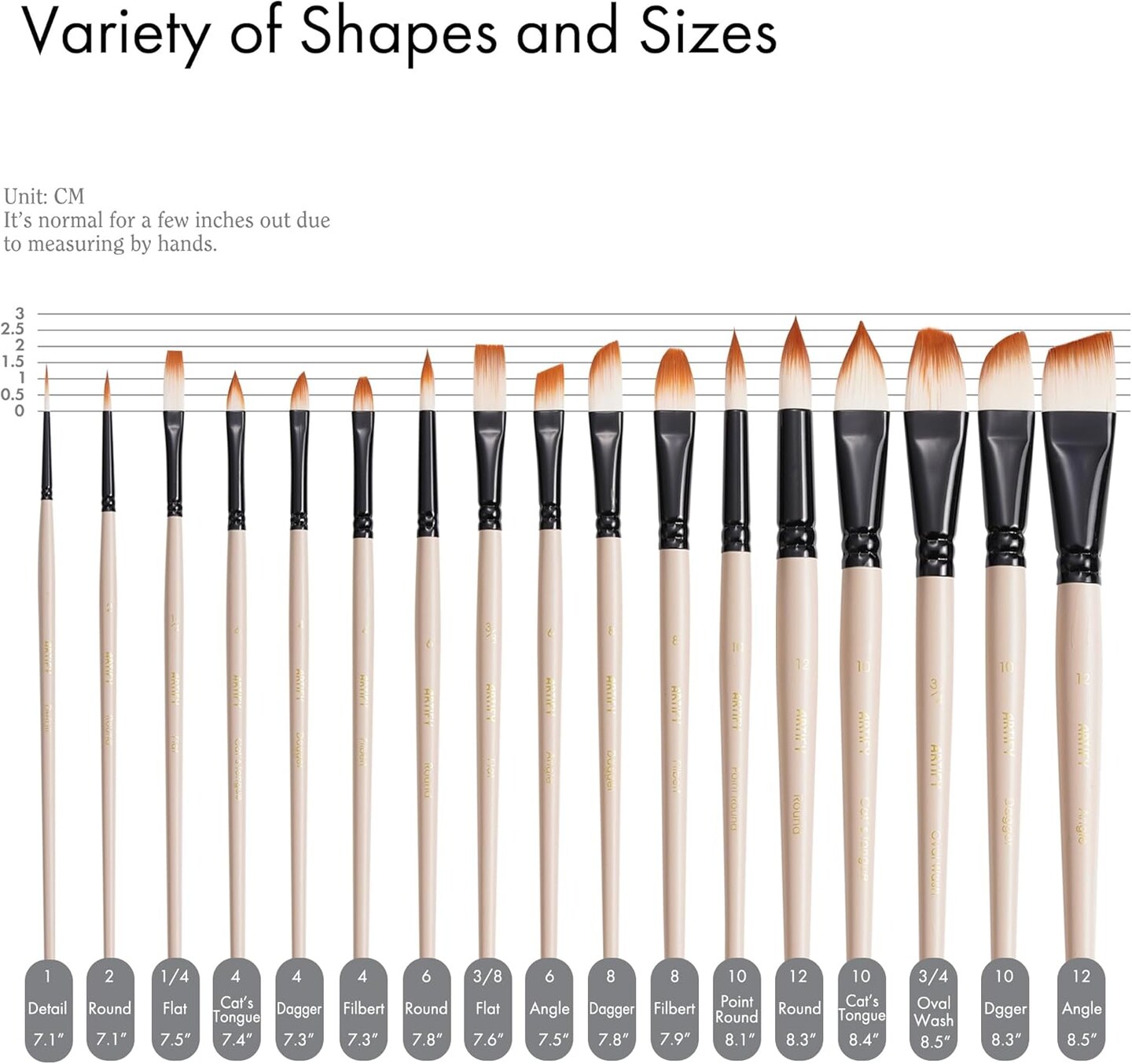 ARTIFY Watercolor Brush Set, 17 Pcs Professional Paint Brushes with Case for Beginners and Artists, Various Shapes, Optimized Hairs for Watercolor, Gouache, Ink, Tempera, and Fabric Painting