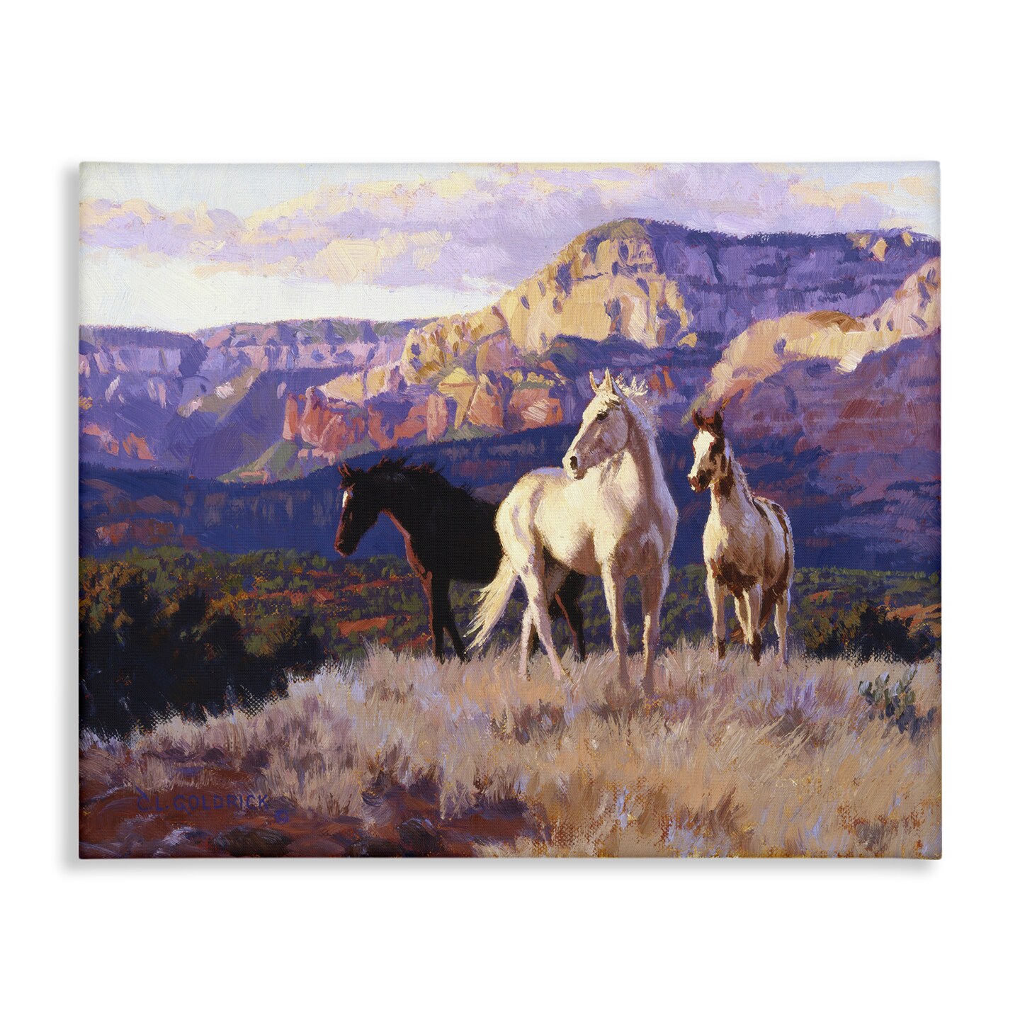 Stupell Industries Horses Peering Over Mountainside Canvas By Claire Goldrick