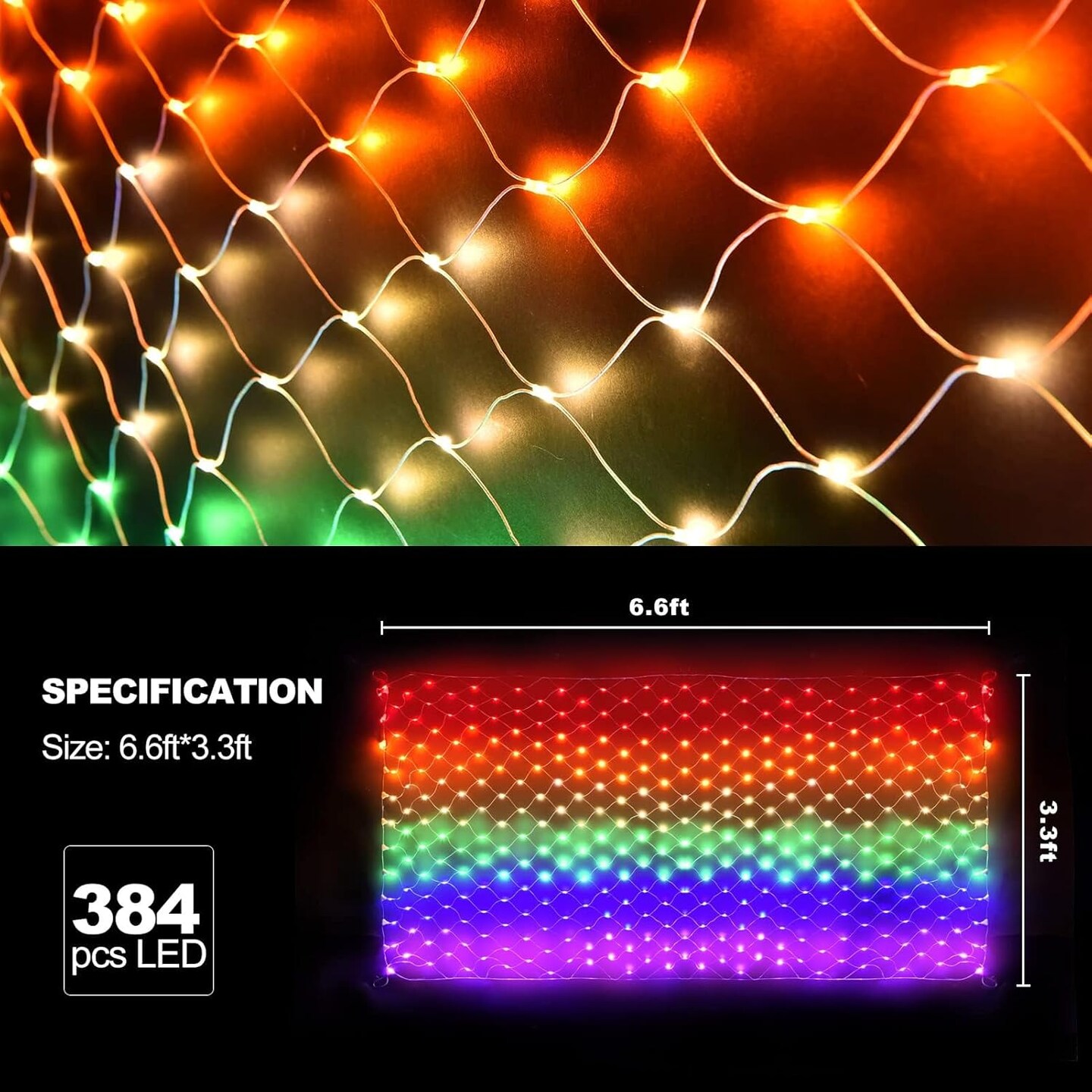 8 Modes LGBTQ Pride Flag with 384 Super Bright LED (Rainbow Flag)