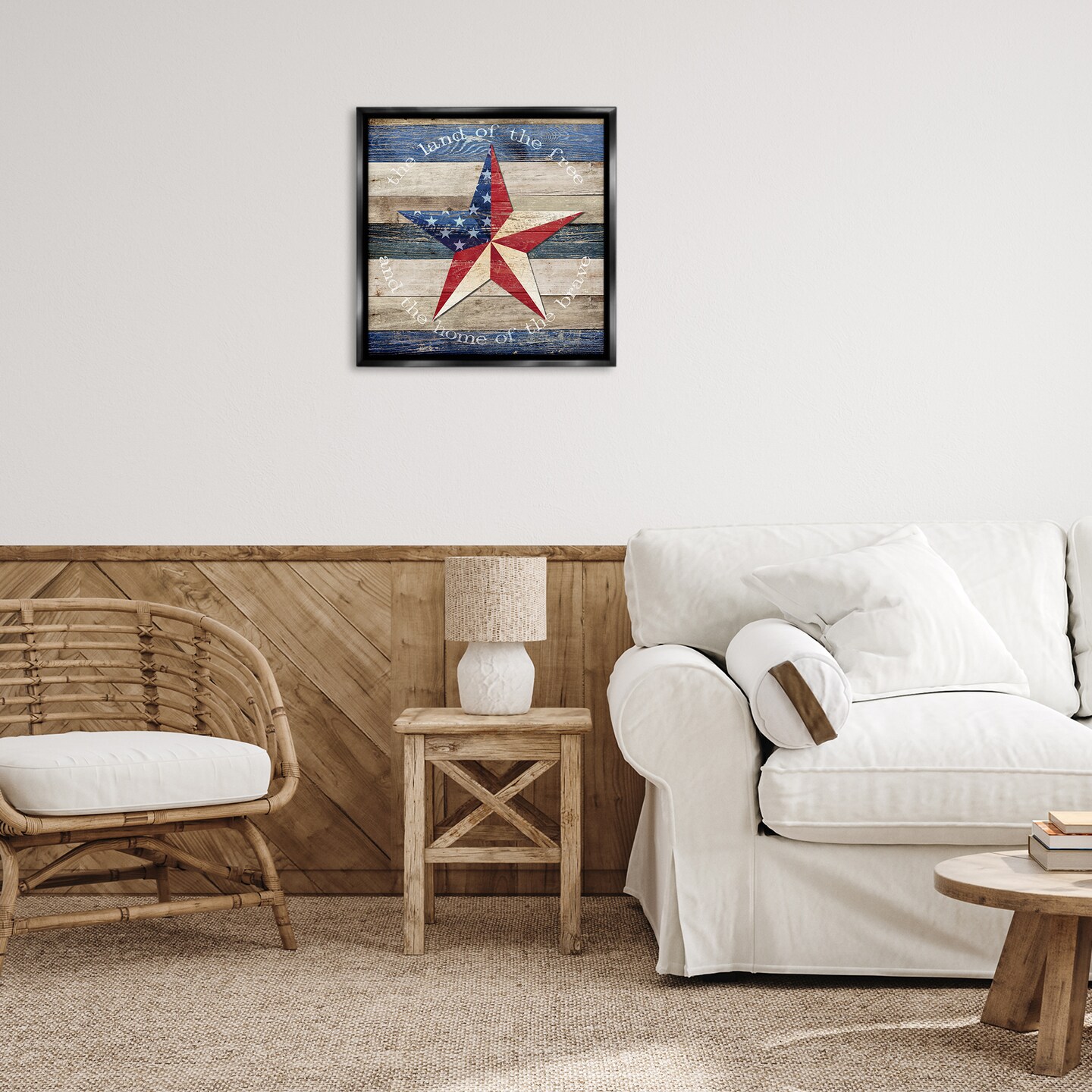 Stupell Industries Patriotic Star & Phrase Floating Frame By Susan Arnot