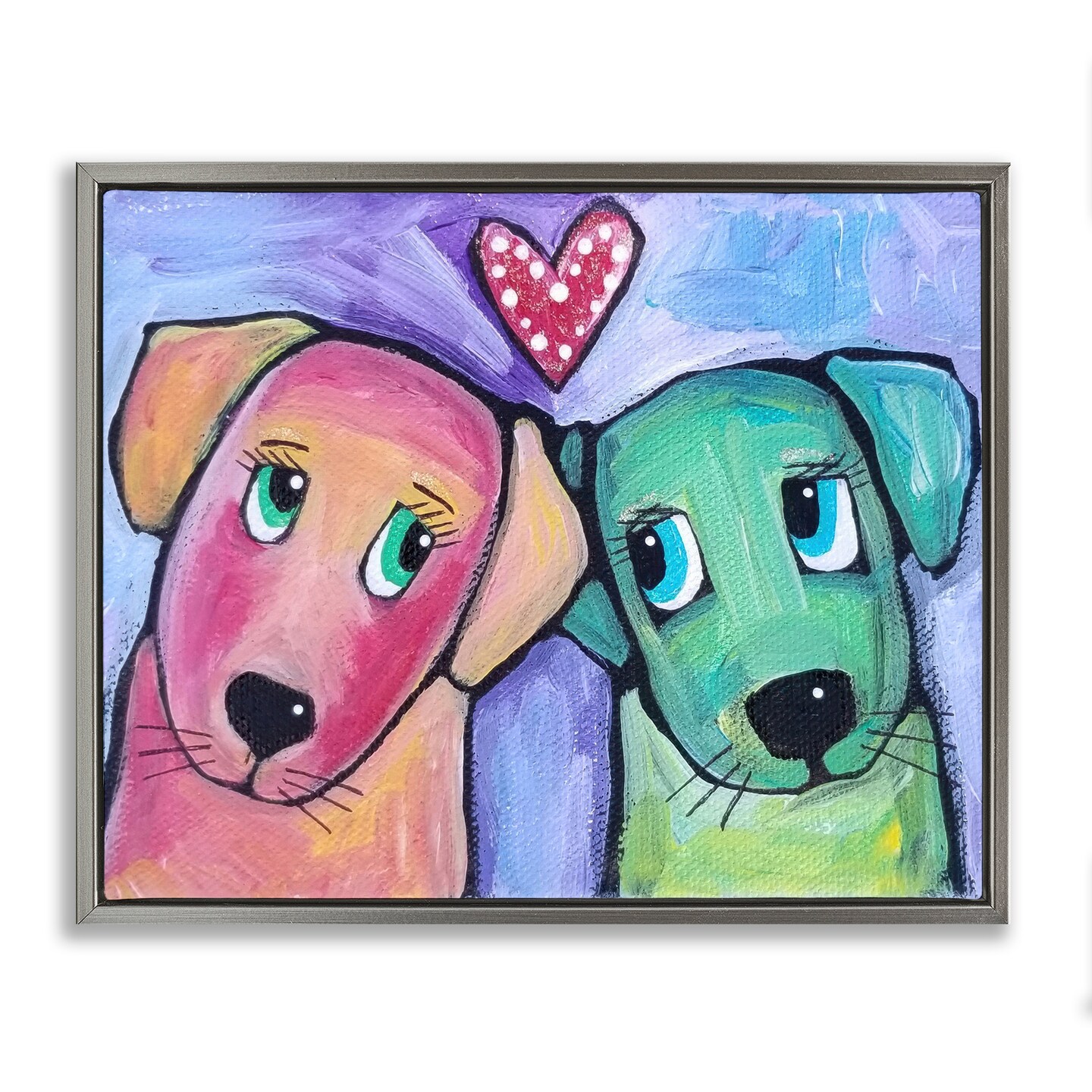 Stupell Industries Vivid Pink & Green Puppy Love Floating Frame By Nettie Price