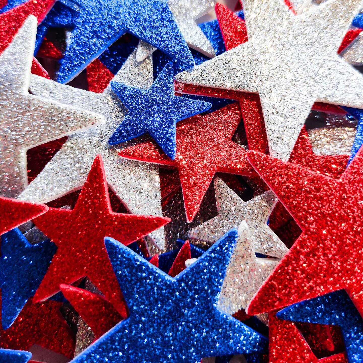 180 Pcs Patriotic Foam Stars Self-Adhesive Stickers Red Blue Silver