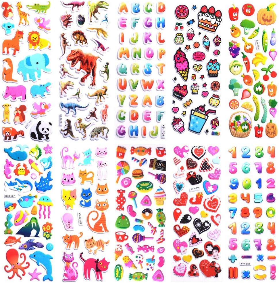 3D Puffy Stickers for Kids Toddlers 40 Different Sheets Variety Pack