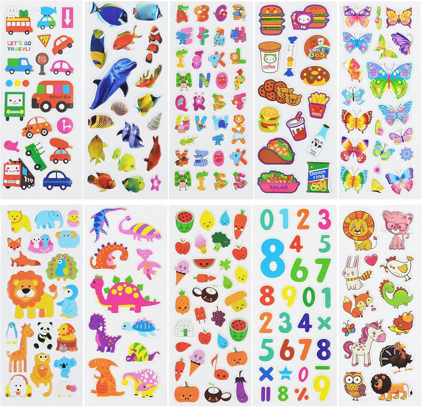 24 Sheets(500+) 3D Puffy Stickers for Toddlers Kids