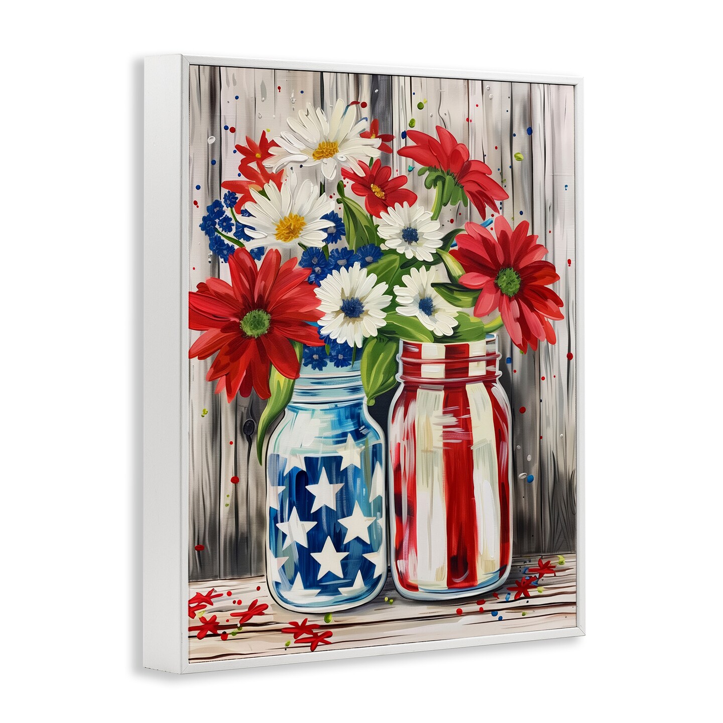 Stupell Industries Patriotic Flower Jars Framed Giclee By Arlington Prints