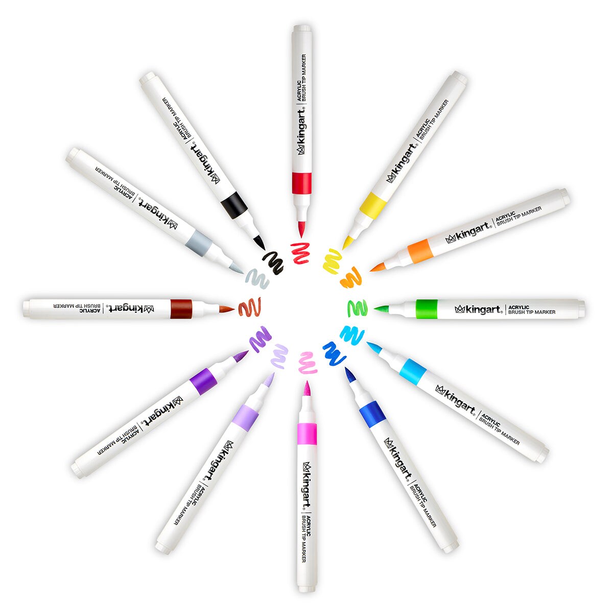 KINGART&#xAE; Acrylic Brush Tip Markers, 24 Colors