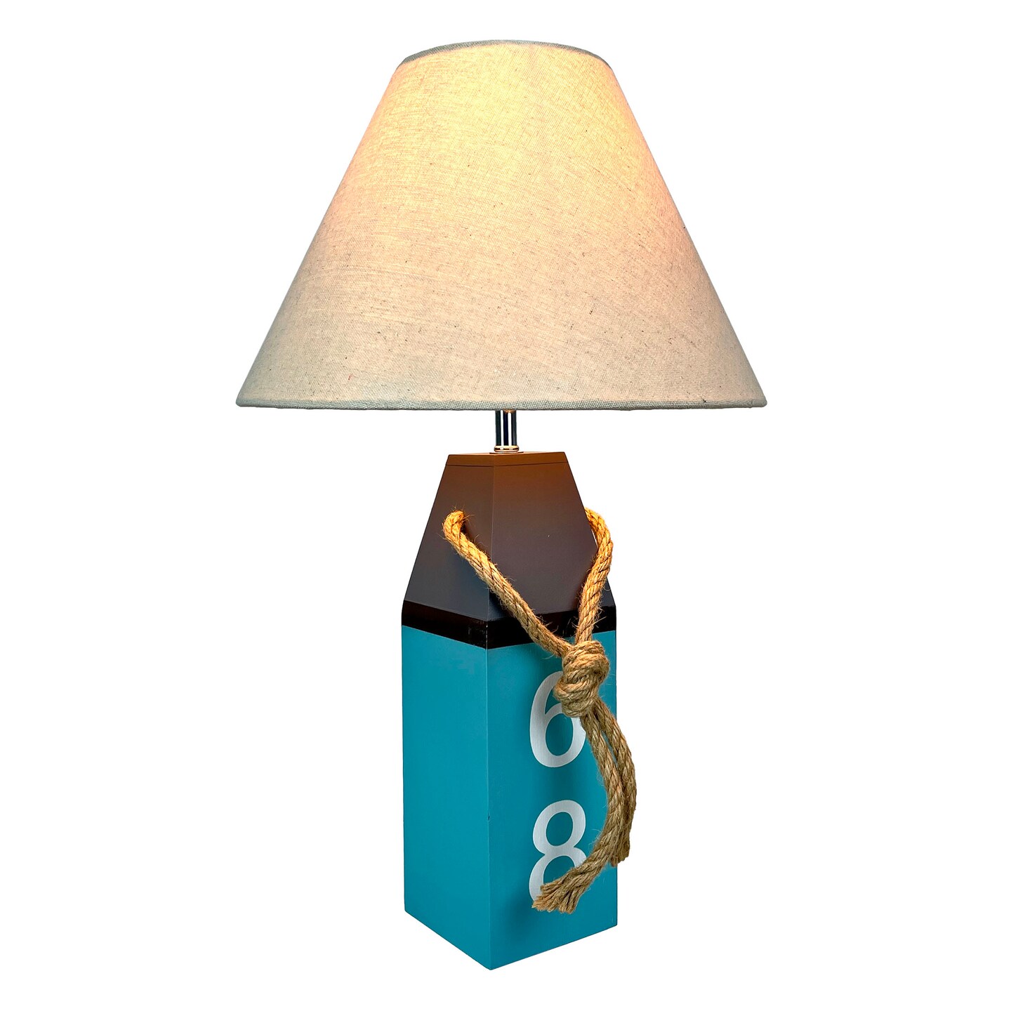 Coastal Blue Buoy Table Lamp 19.5&#x22; Nautical Beach Decor with Shade