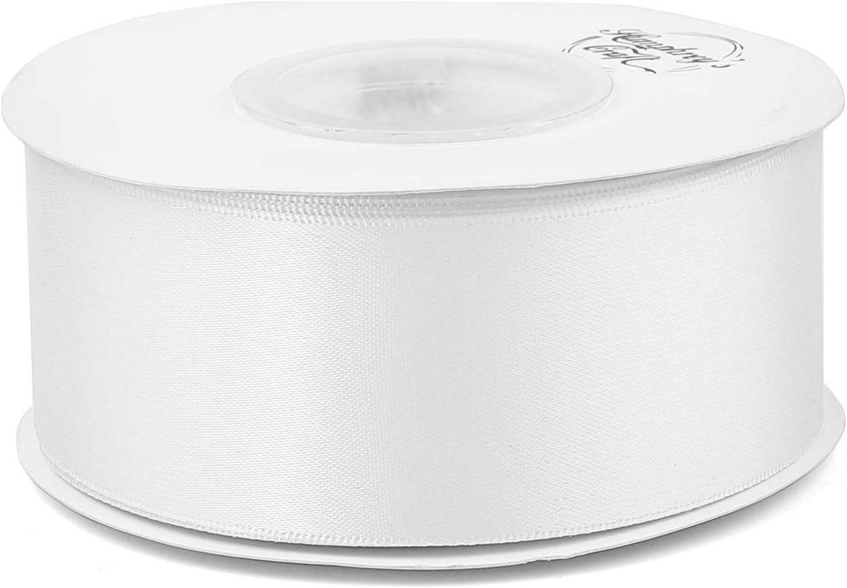 1&#x22; x 50 Yards Satin Ribbon - White Silk Ribbon with Spool