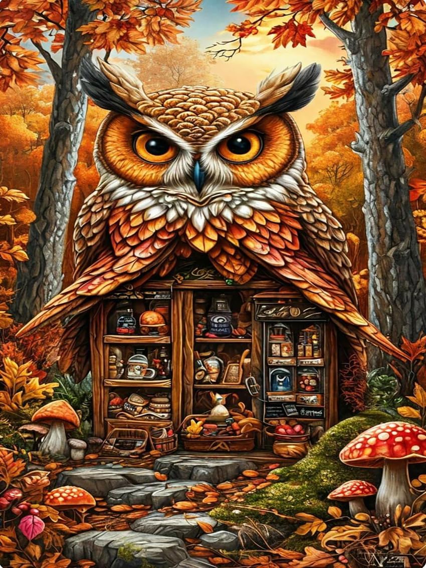 Fall Diamond Art Kits for Adults, Owl Diamond Painting Kits