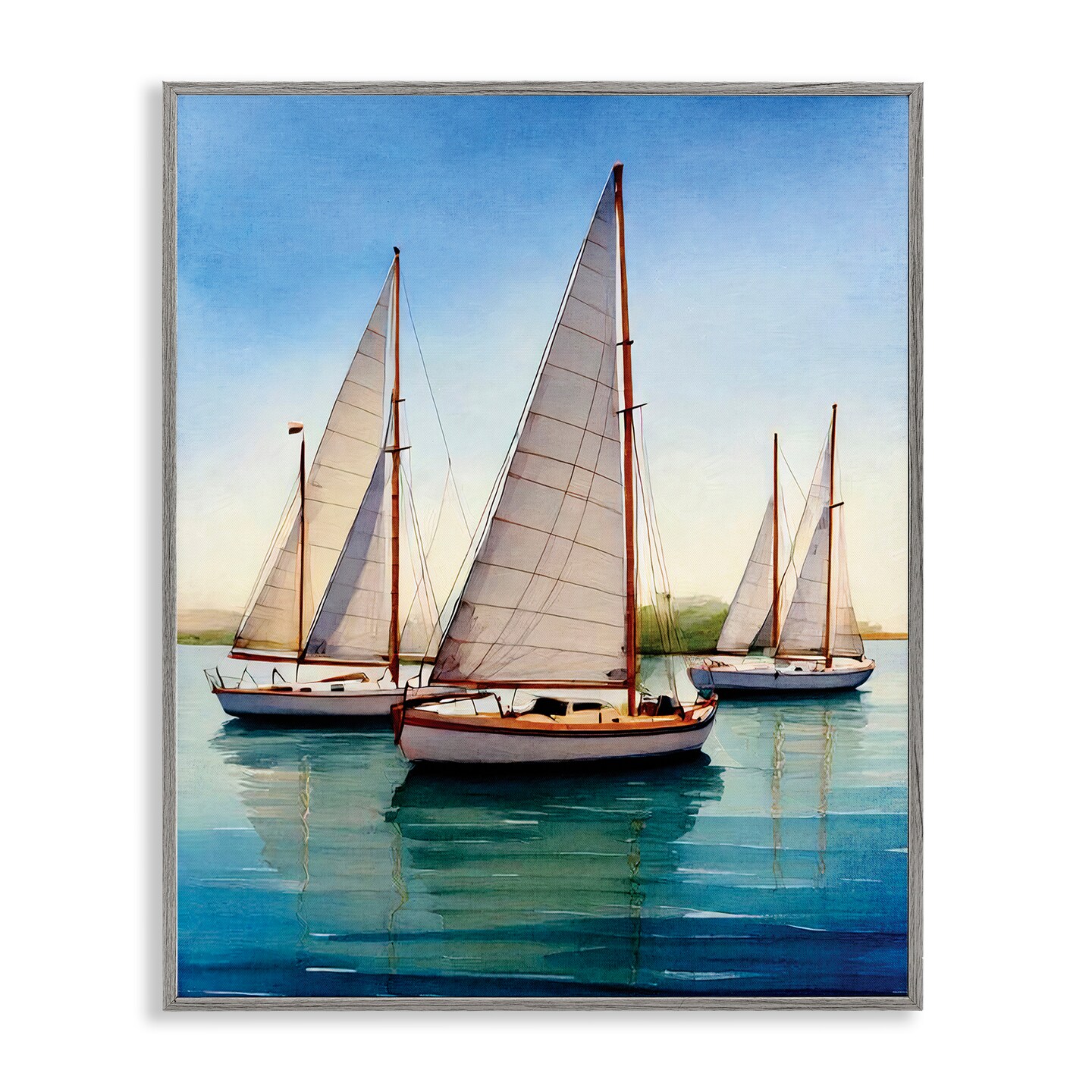 Stupell Industries Sailboat Trio on Calm Sea Framed Giclee By Seven ...