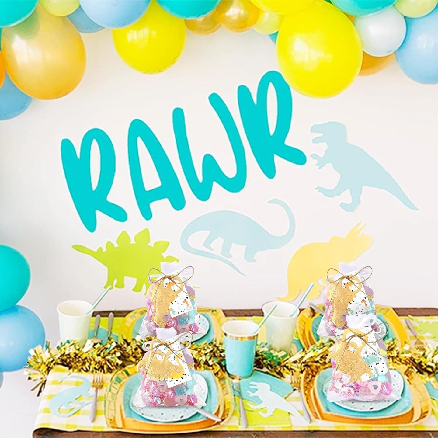 30 Dinosaur Bottle Openers – Baby Shower Decor with Thank You Tags