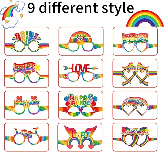 Pride Decorations Photo Booth Props,12Pcs Gay Pride Month
