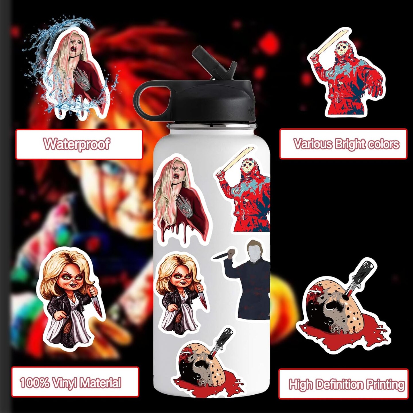 100 Pcs Horror Stickers, Horror Gifts, Horror Movie Stickers