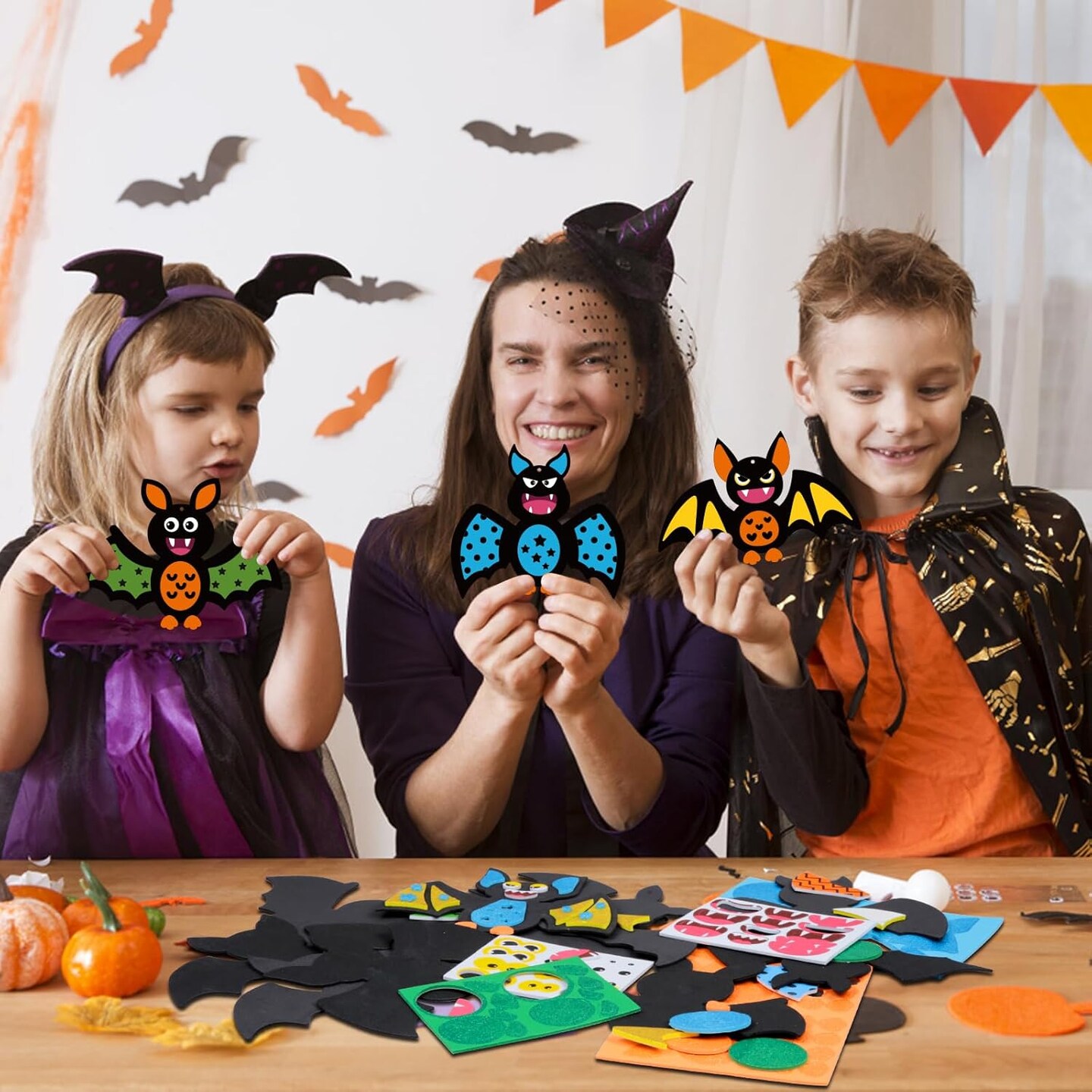 12 Pack Bat Crafts Kits Bat Foam Stickers