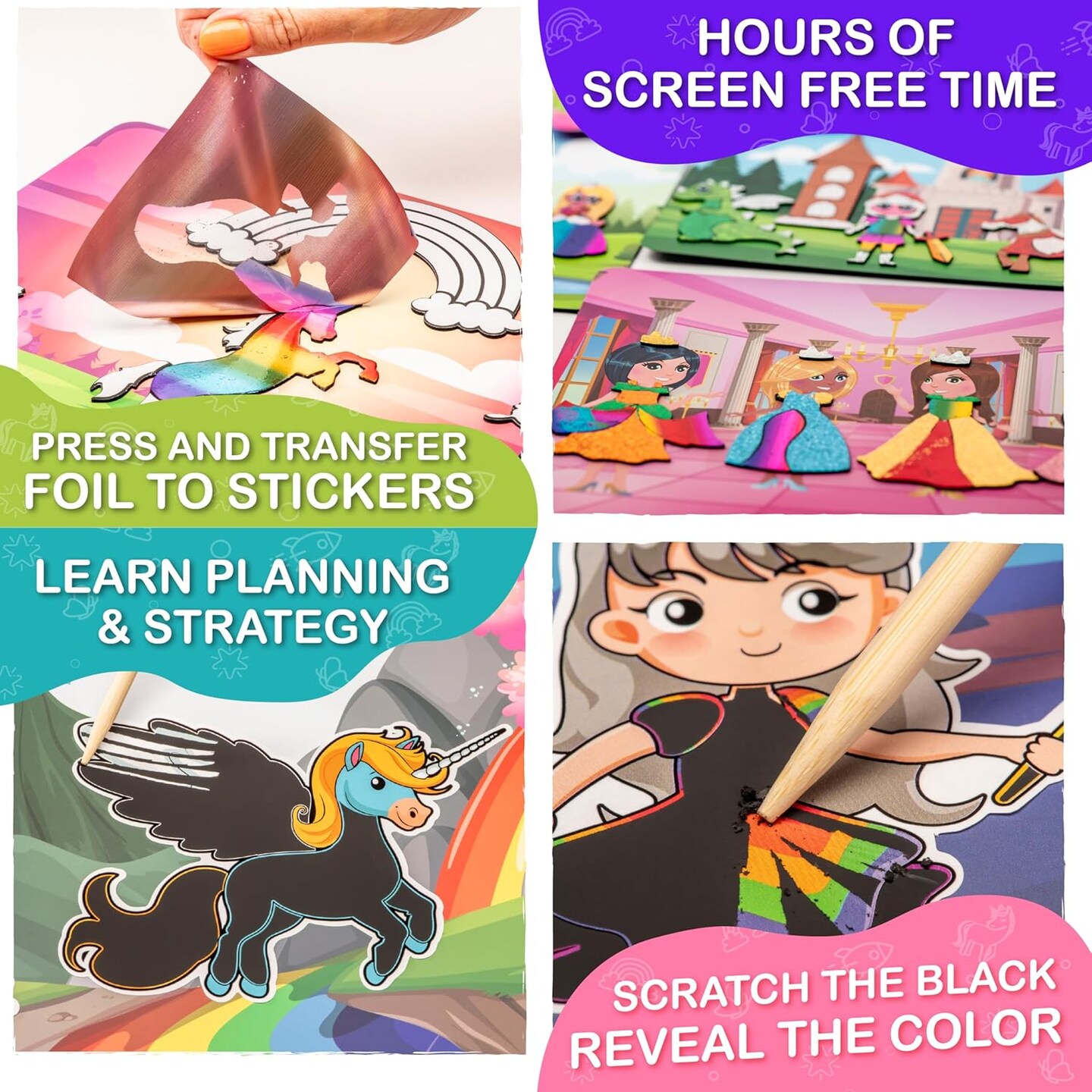 Award-Winning Unicorn and Princess Foil Art & Rainbow Scratch Art