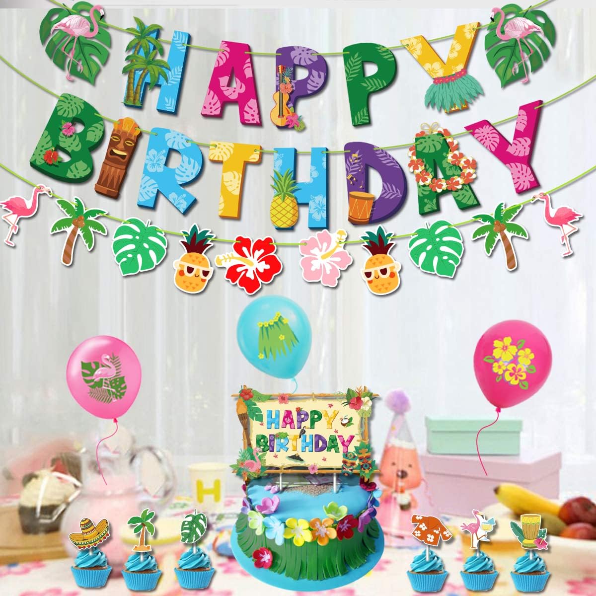 Summer Party Happy Birthday Banner