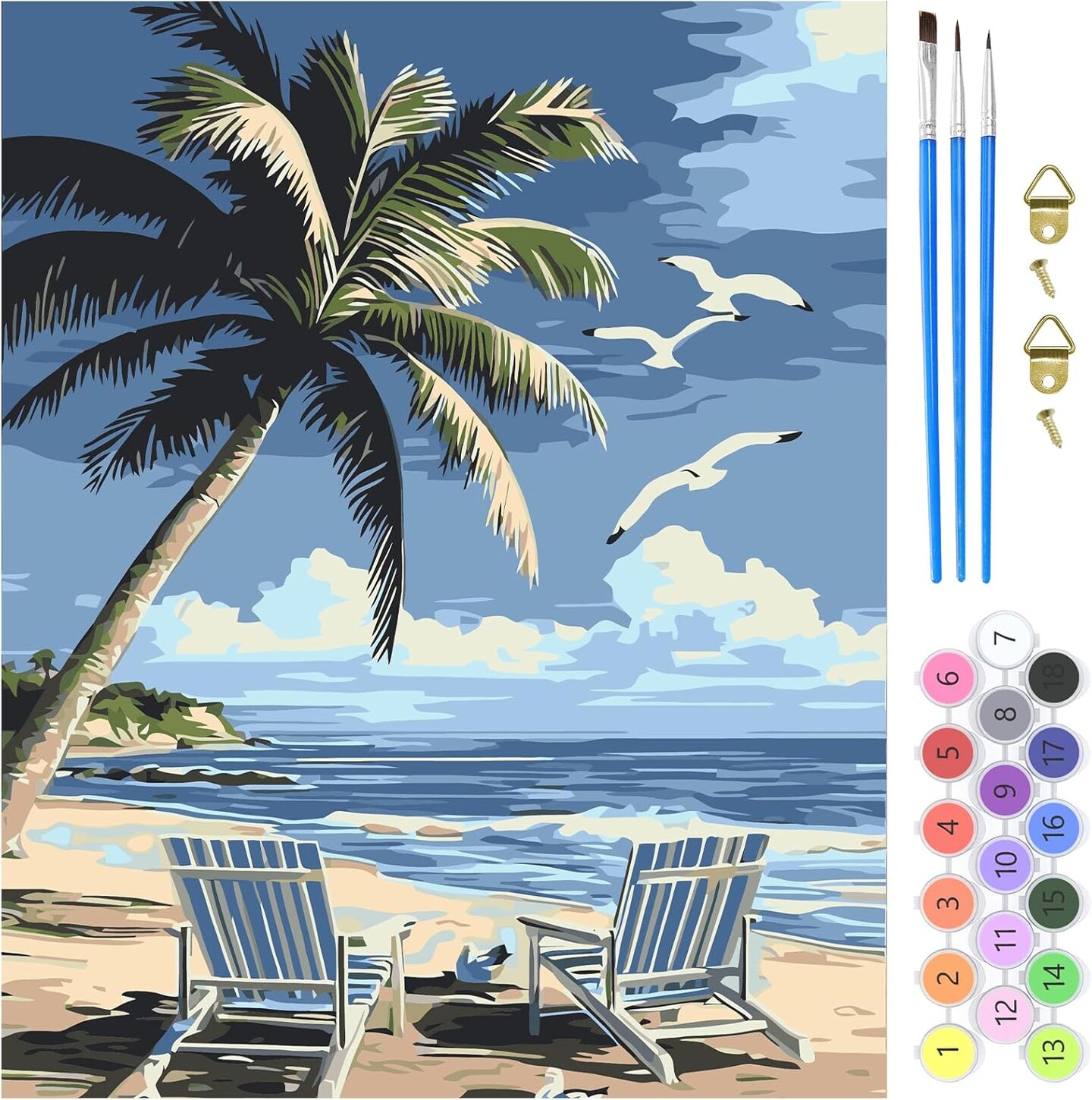 16x20 Inch - Beach Paint by Number Kits for Adults Beginner