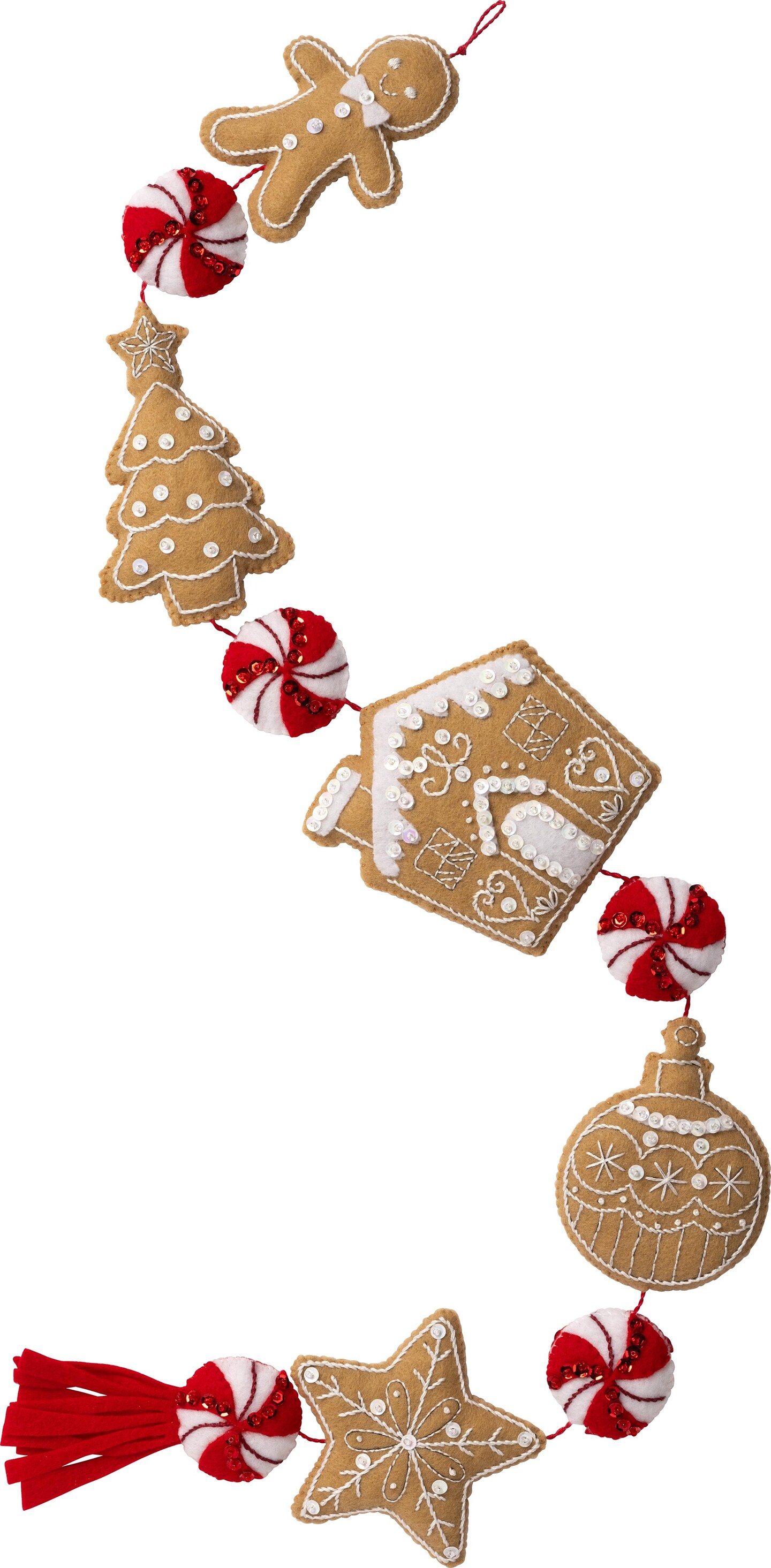 Bucilla Felt Garland Applique Kit 33" Long-Gingerbread Treats