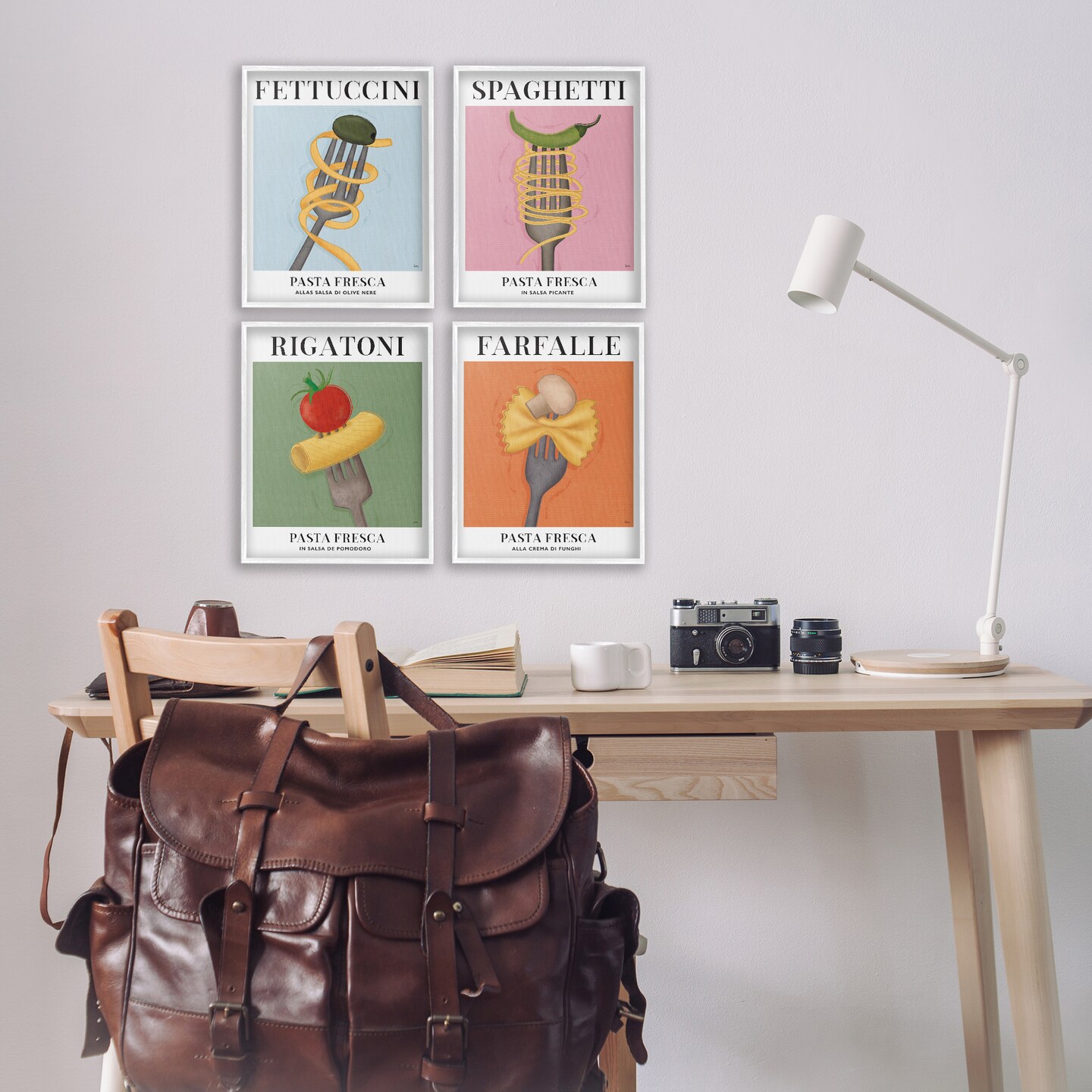 Stupell Industries Vintage Pasta Cuisine Forks 4pc Framed Giclee Set By Veronique Charron