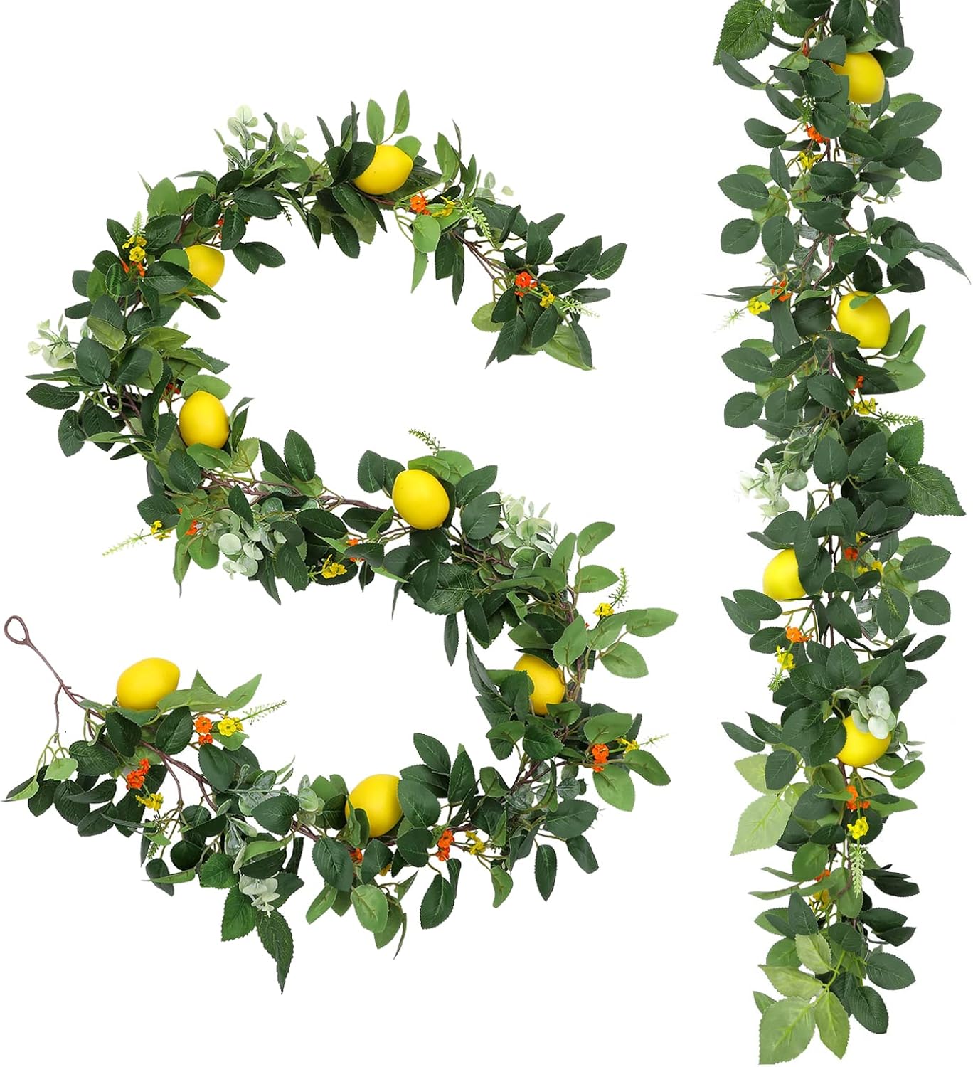 4Pcs Total 24 Ft Artificial Lemon Garland Spring Vine Garlands with Greenery