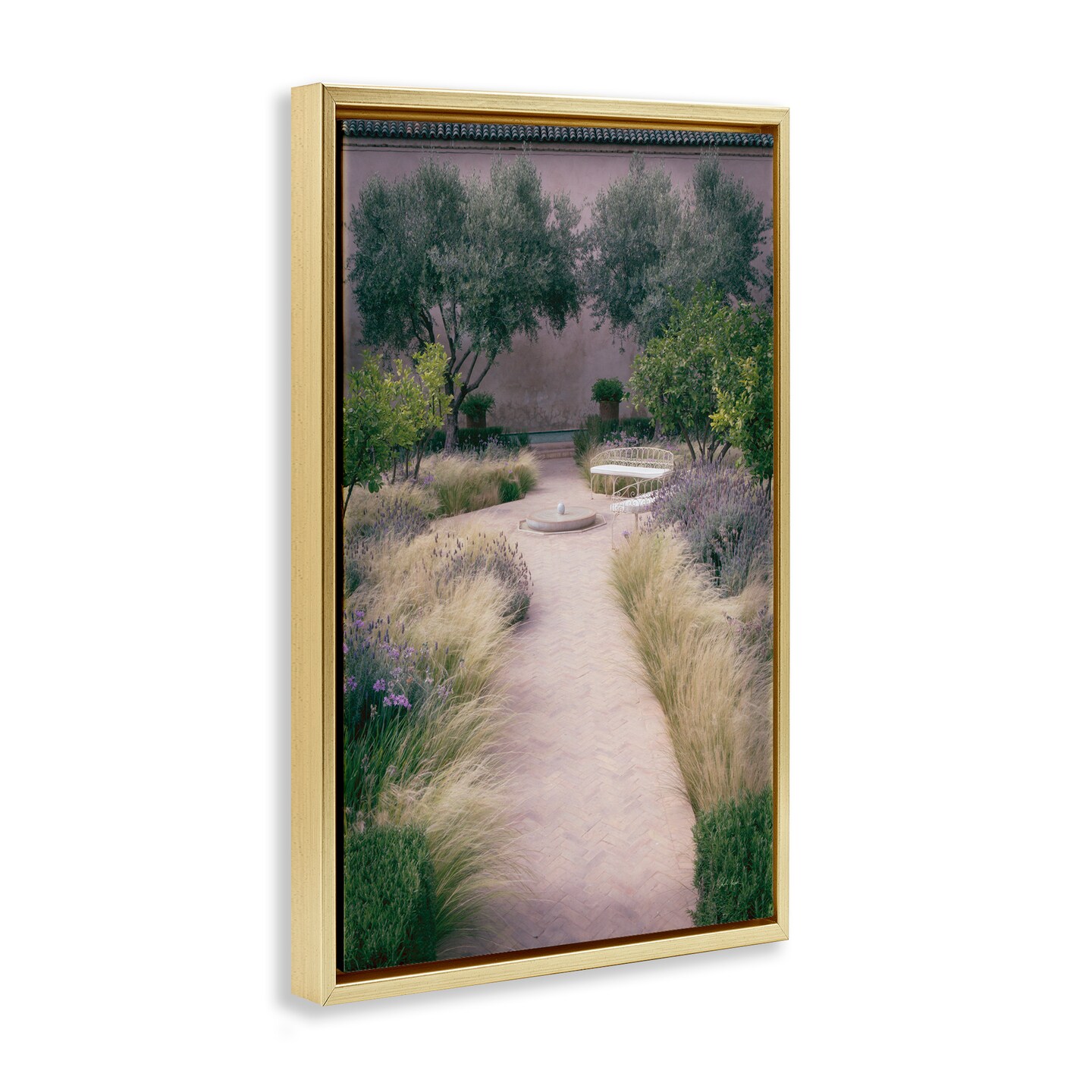 Stupell Industries Rounded Garden Path Bench Floating Frame By Deborah Revell