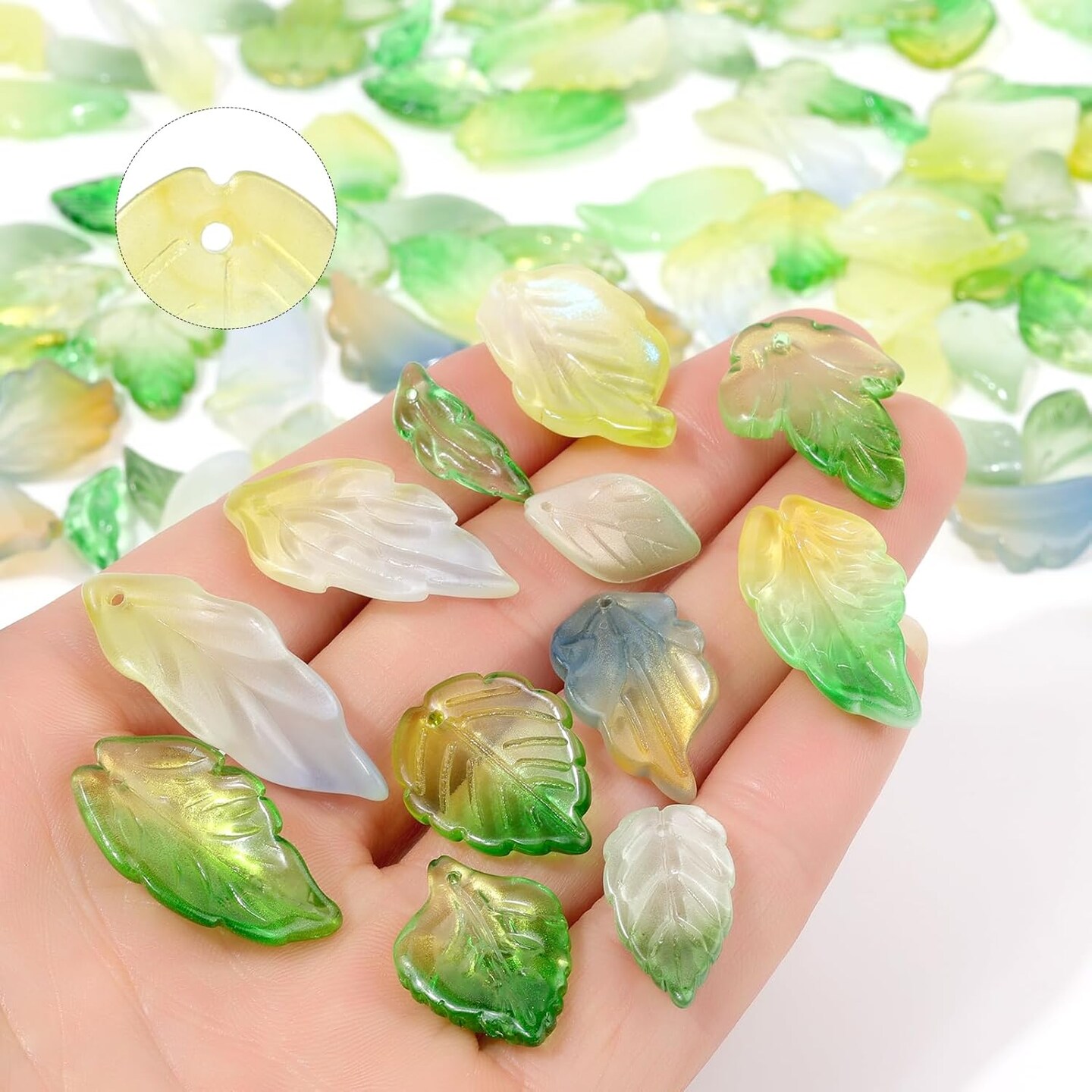 120Pcs Czech Glass Leaf Shaped Beads Assorted Crystal Beads
