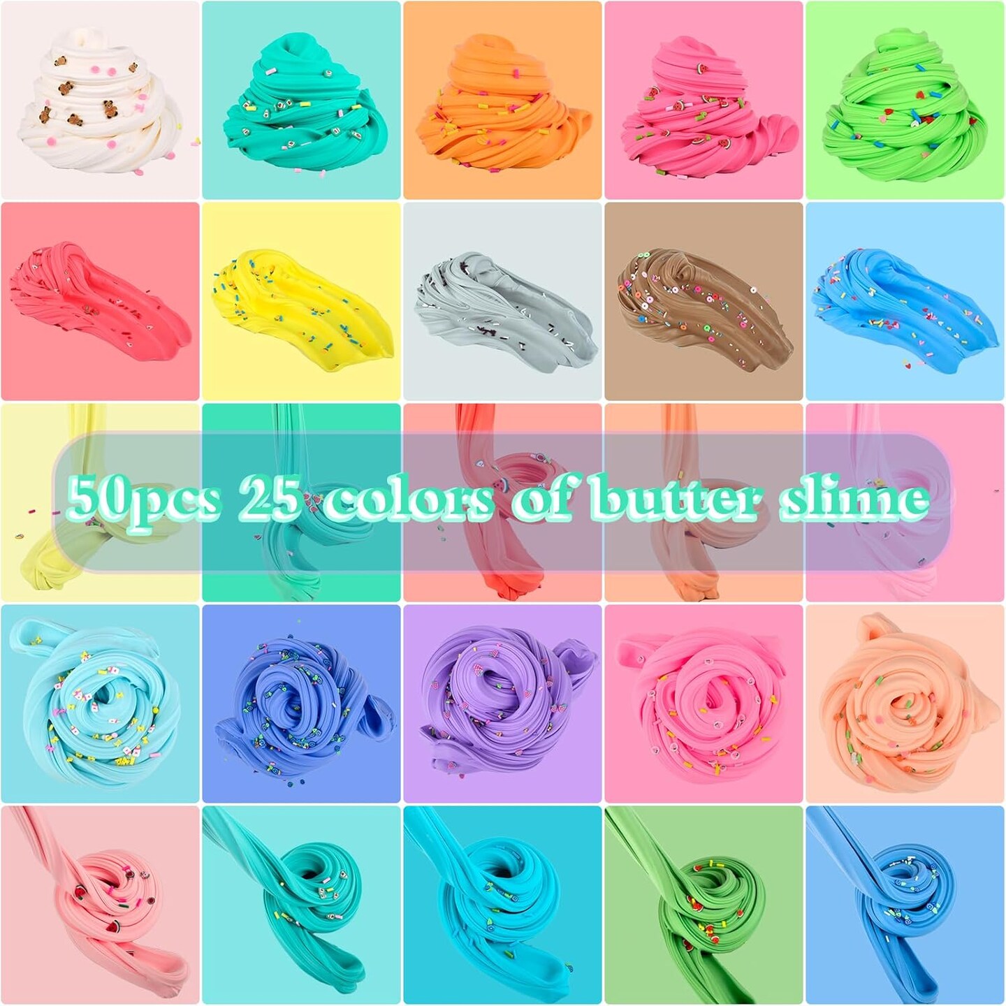 50 Pack Mini Butter Slime Kit,