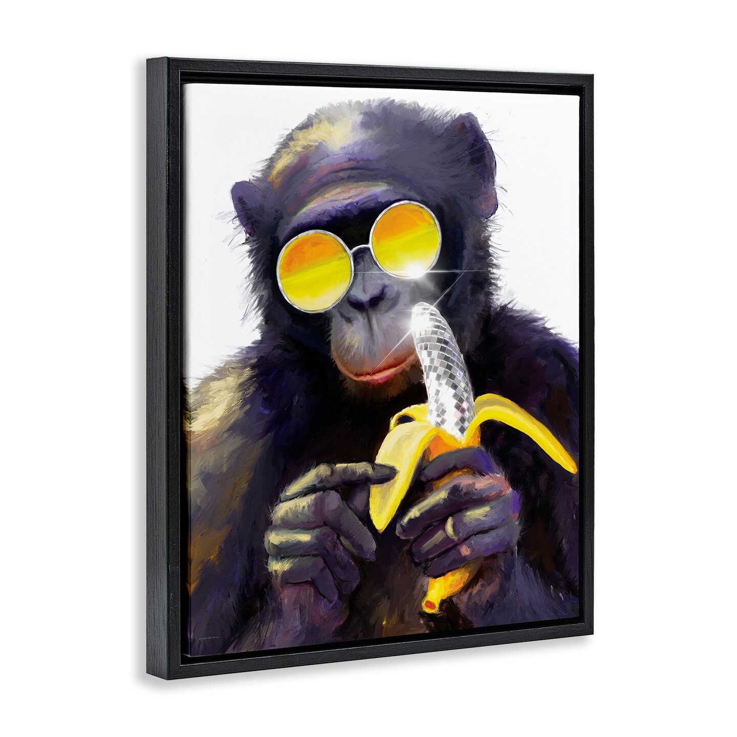 Stupell Industries Cool Monkey with Disco Banana Floating Frame By