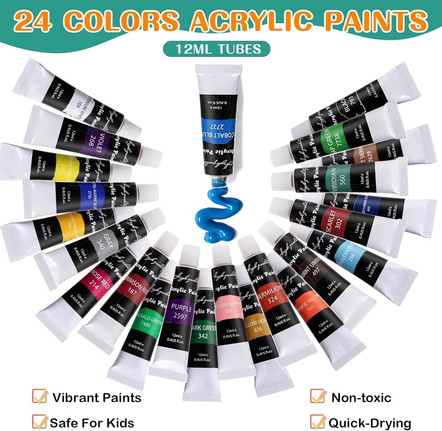 Acrylic Art Set with 24 Acrylic Painting Supplies Kit for Kids