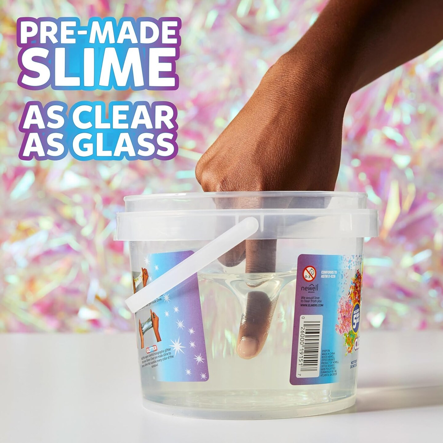 5 Sets Premade Slime with Add-Ins, 3 Lb Bucket (Glassy Clear)