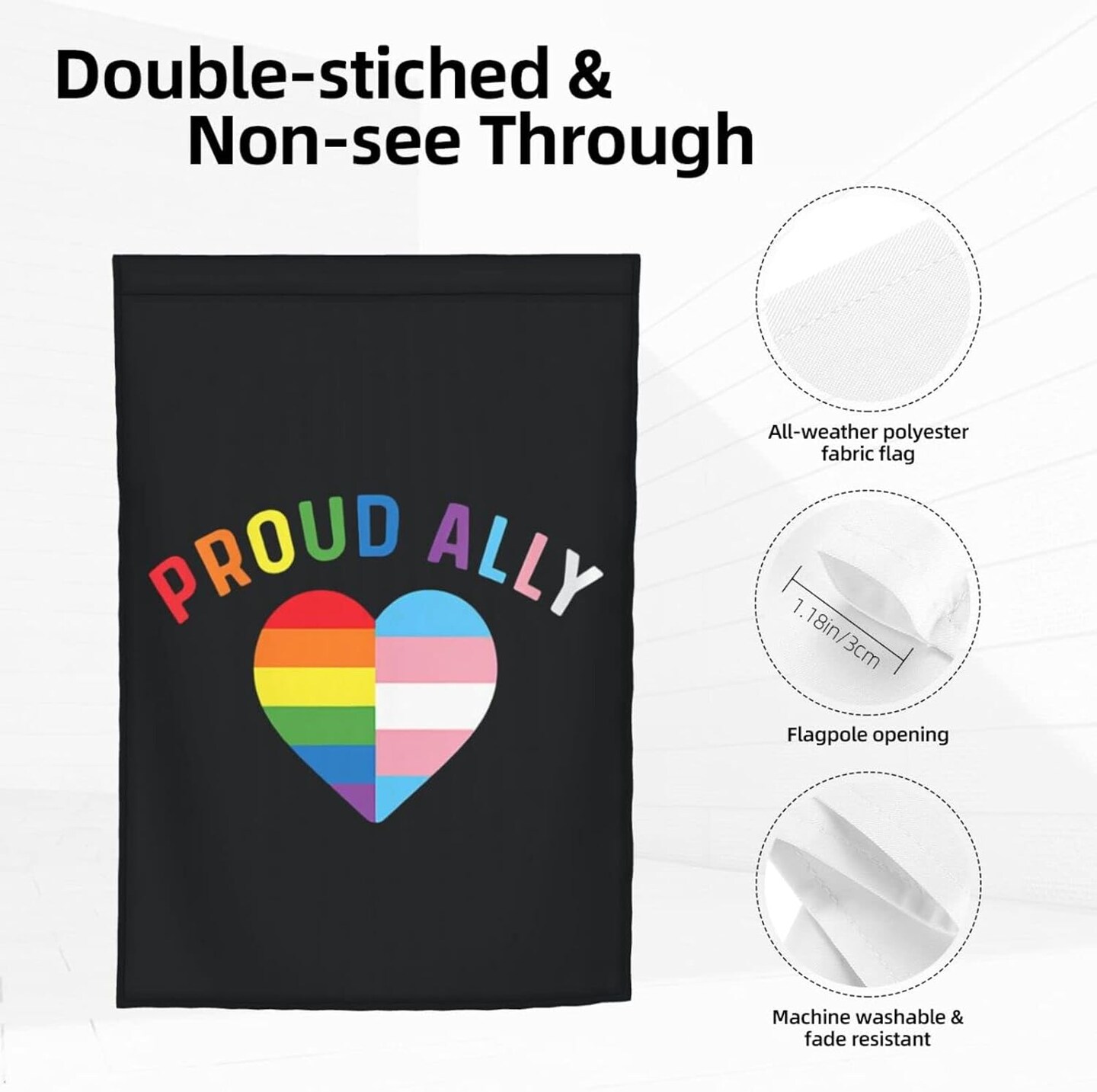 Pride Month Garden Flag Decoration 12x18 Inch Double Sided (Ally 1)
