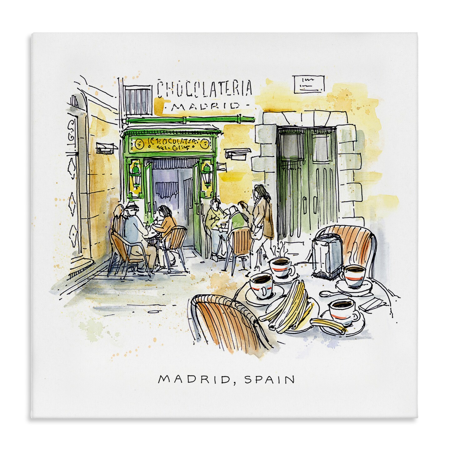 Stupell Industries Madrid Spain Outdoor Cafe Canvas By Angela Steahling