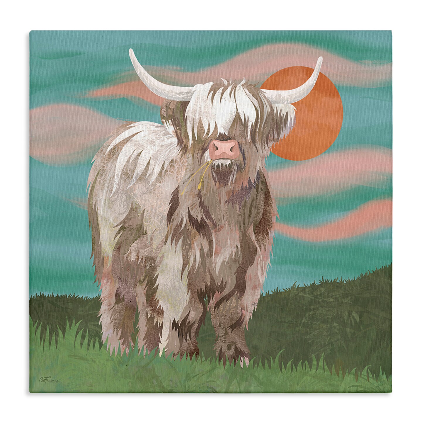 Stupell Industries Cattle on Western Ranch Canvas By Cat Thurman Designs
