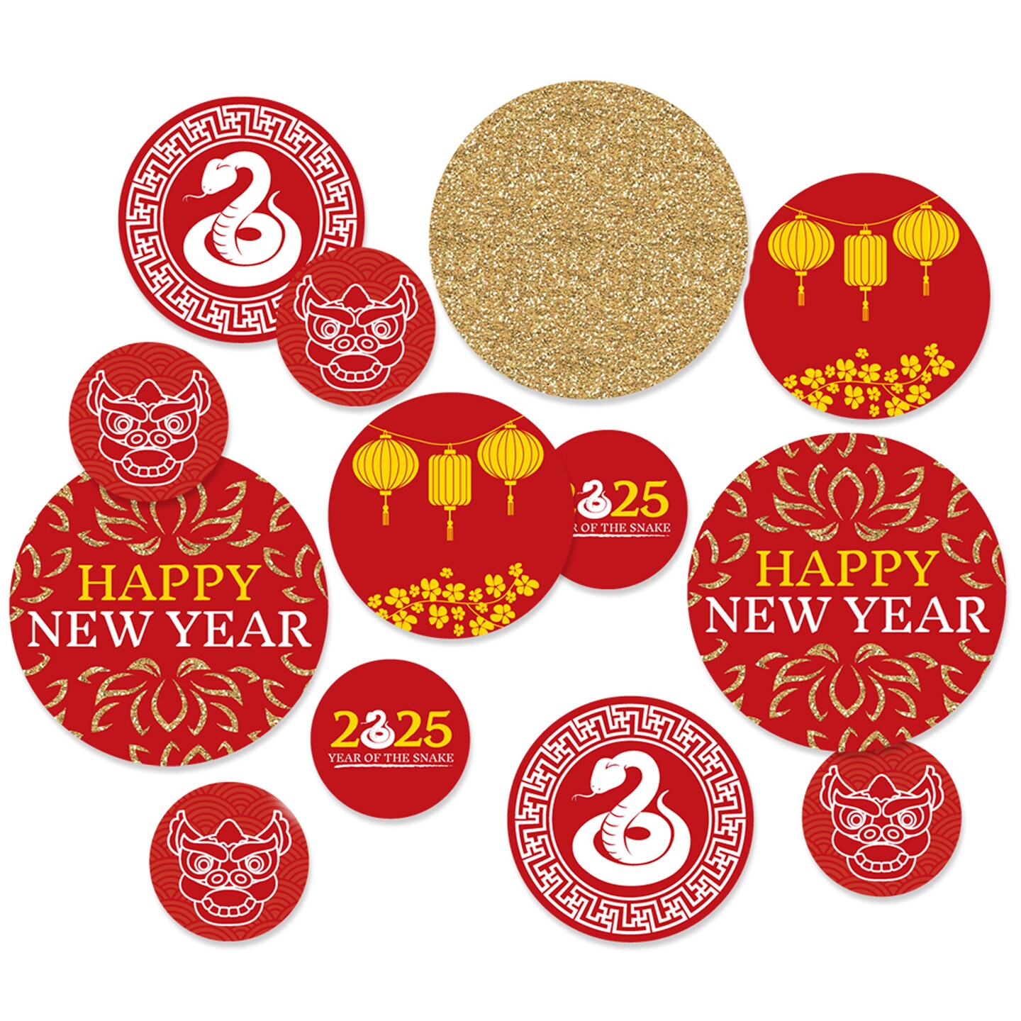 Big Dot of Happiness 2025 Year of the Snake - Lunar New Year Giant Circle Confetti - Party Decorations - Large Confetti 27 Count